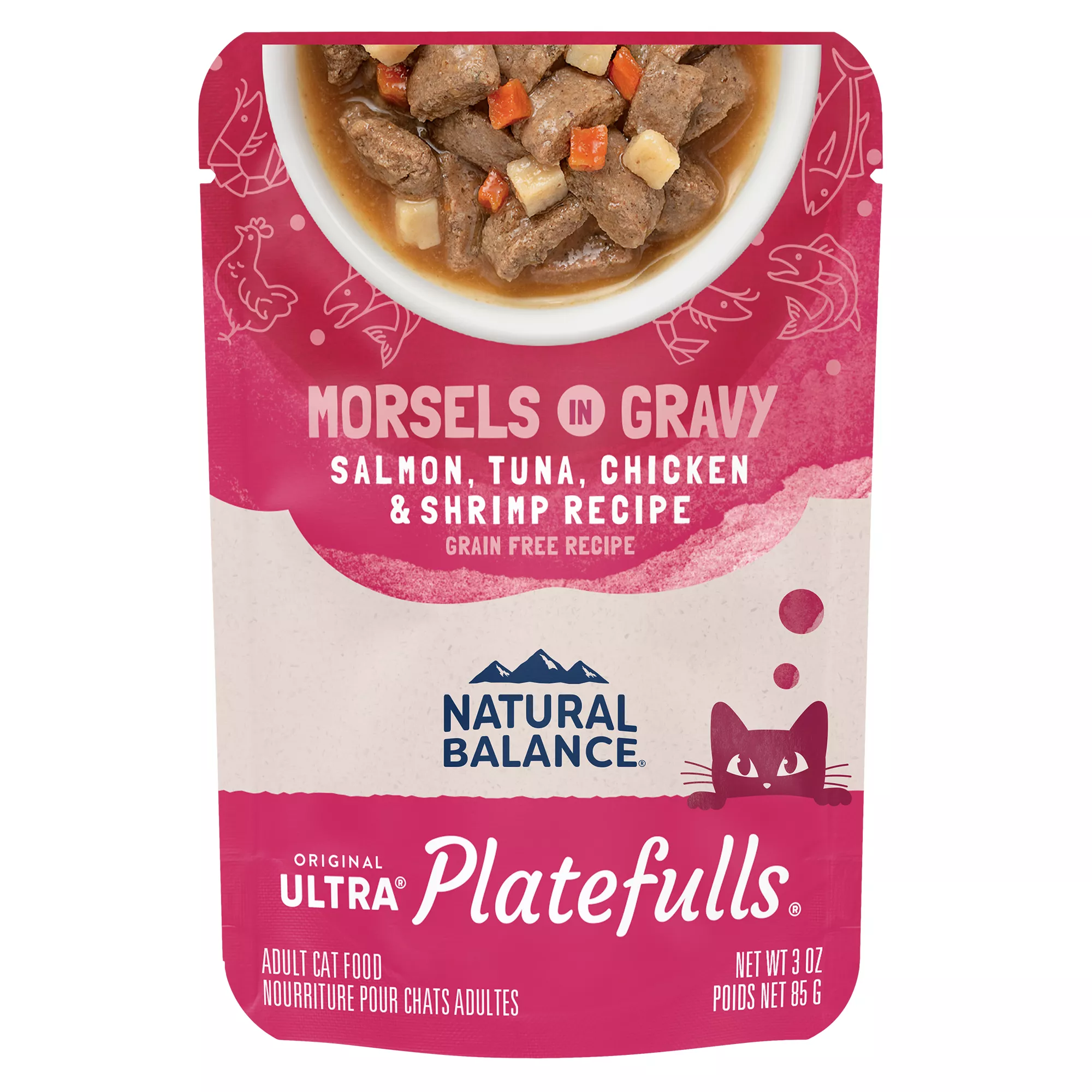 Natural Balance Platefulls Indoor Adult Cat Food - Grain Free, Salmon, Tuna, Chicken & Shrimp