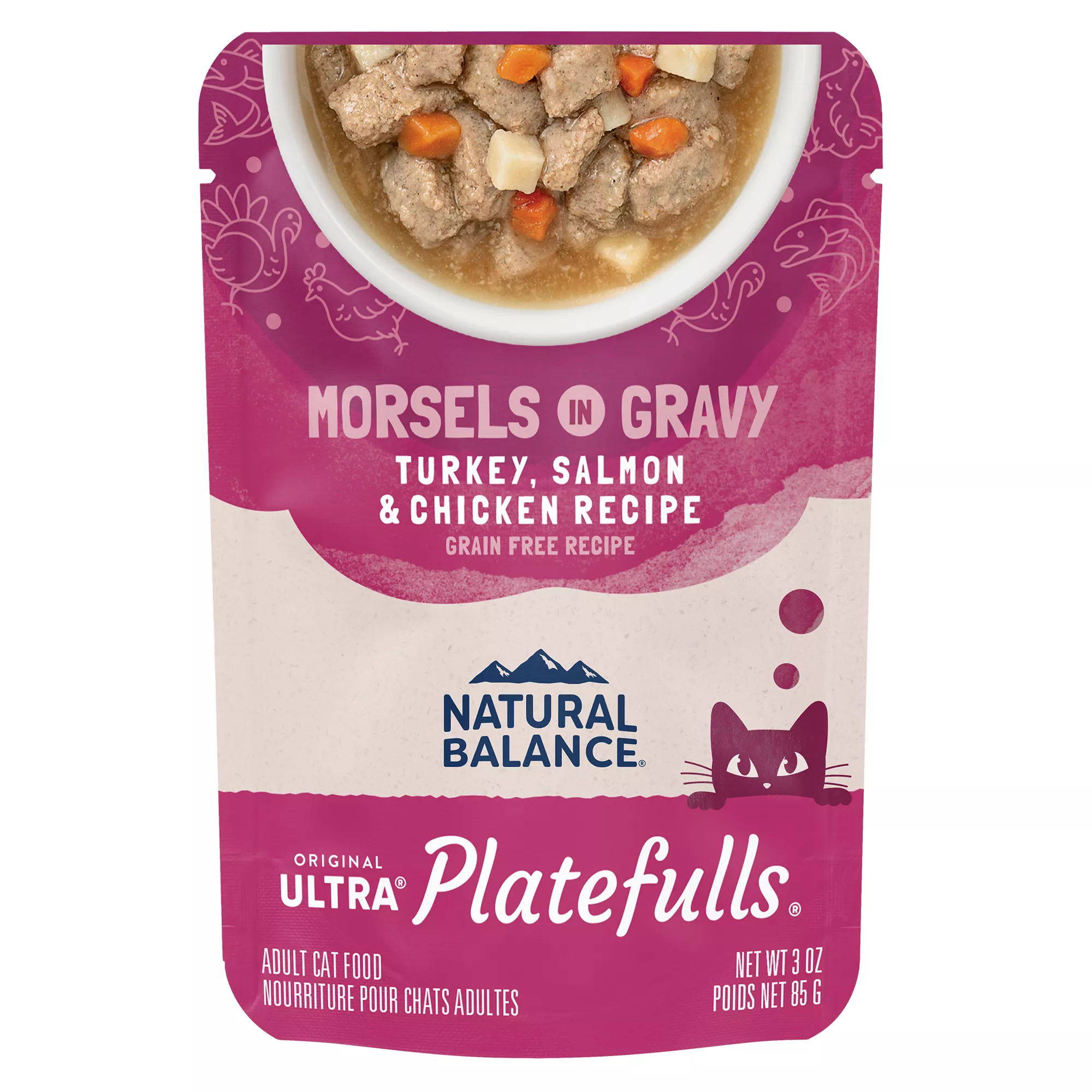 Natural Balance Platefulls Indoor Adult Cat Food - Grain Free, Turkey, Salmon & Chicken