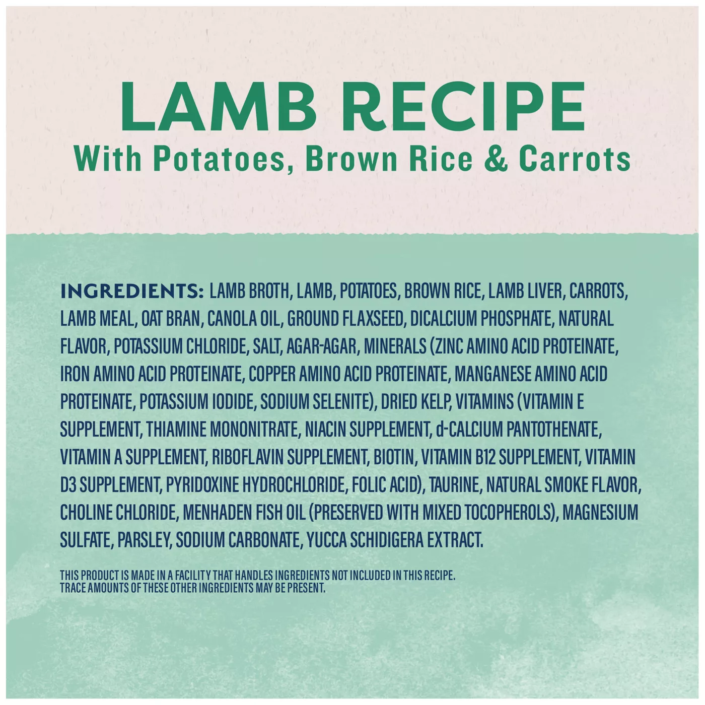 Natural balance shops lamb and rice ingredients