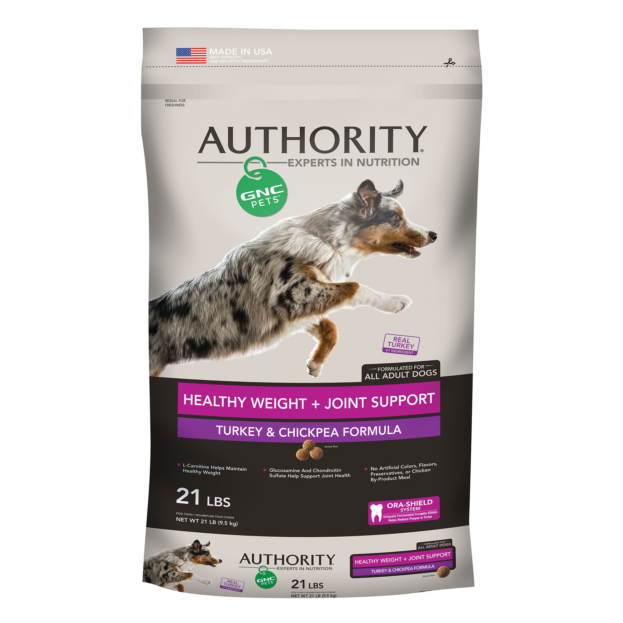 Authority® GNC Pets® Healthy Weight + Joint Support Adult Dog Food Turkey & Chickpea dog Dry