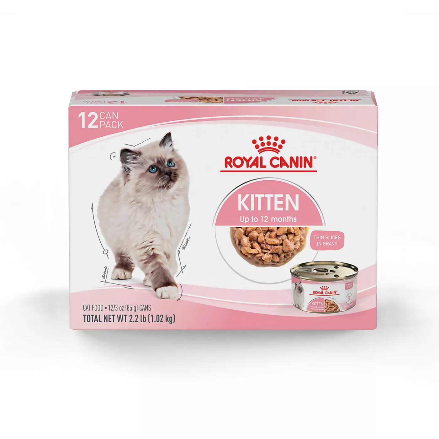 Royal Canin Feline Health Nutrition Kitten Thin Slices in Gravy Wet Cat Food 3 oz can 12 count