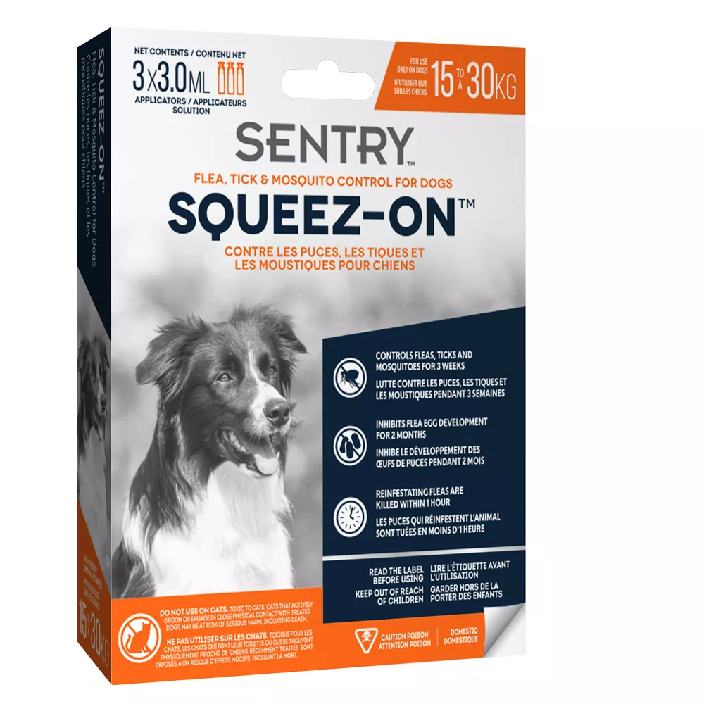 SENTRY® Squeez-On&trade; Flea, Tick & Mosquito Control for Dogs - 15-30 KG