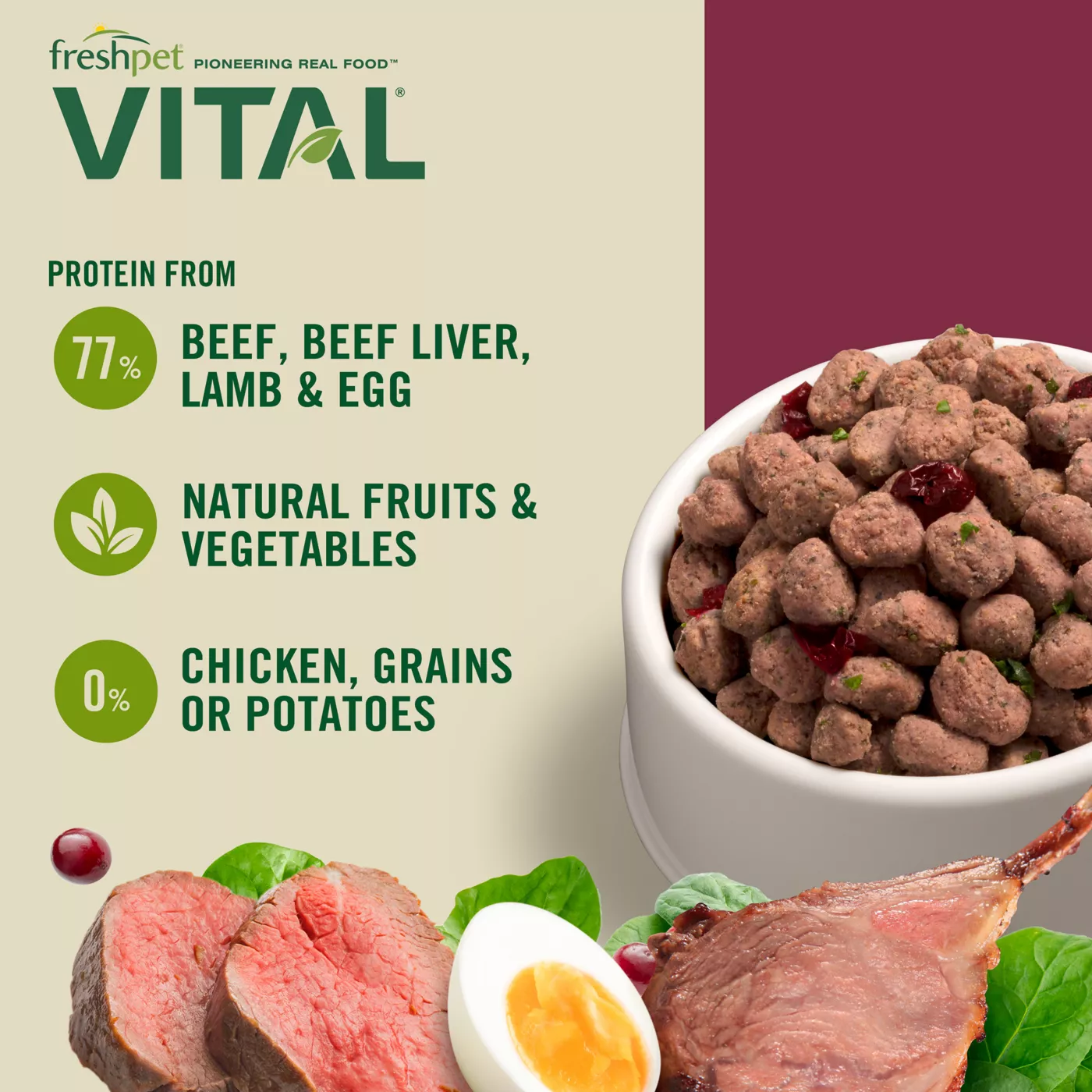 Freshpet Vital Grain Free Complete Meals Beef with Lamb Adult Dog Food