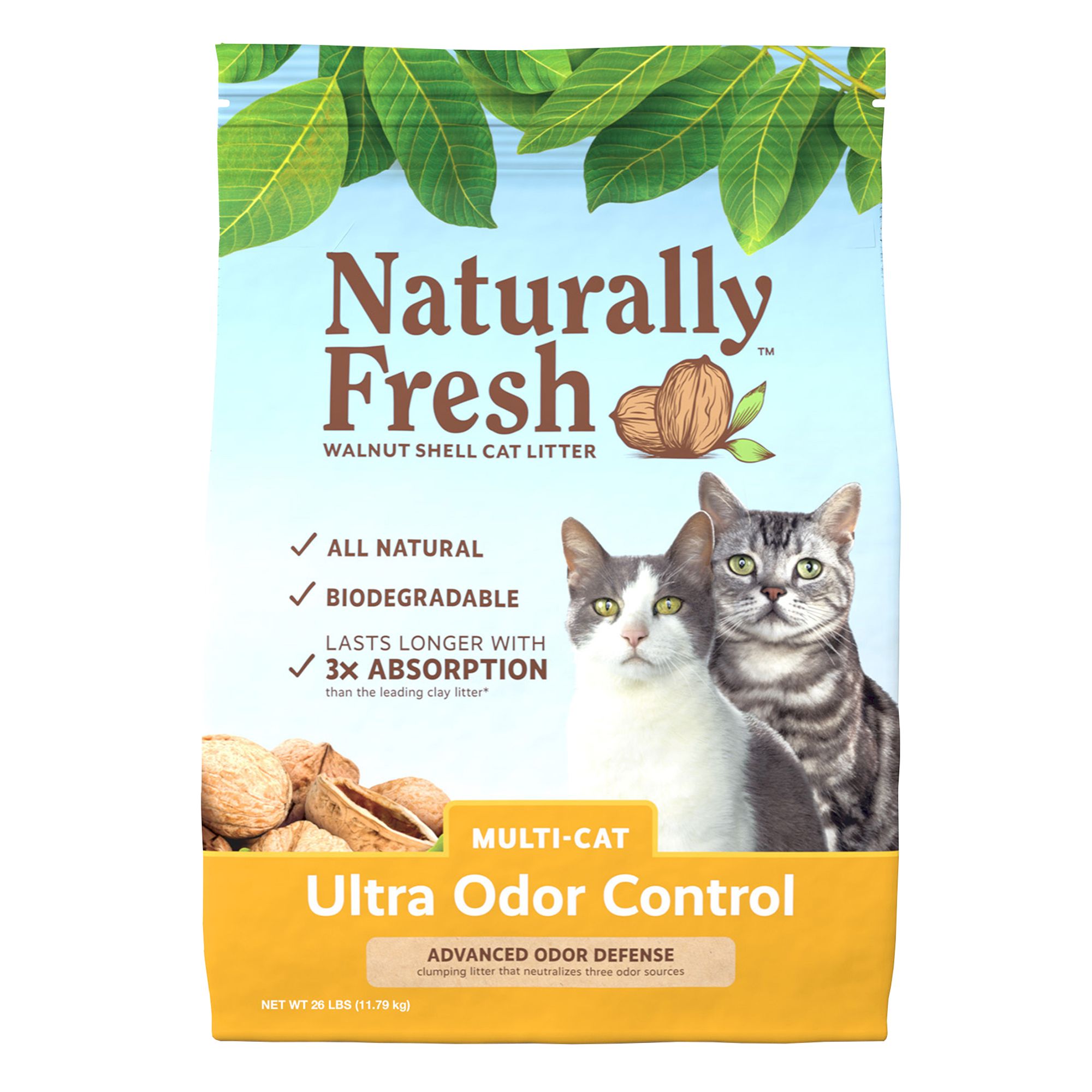 Naturally Fresh Ultra Odor Control Clumping Multi Cat Walnut Cat Litter Natural