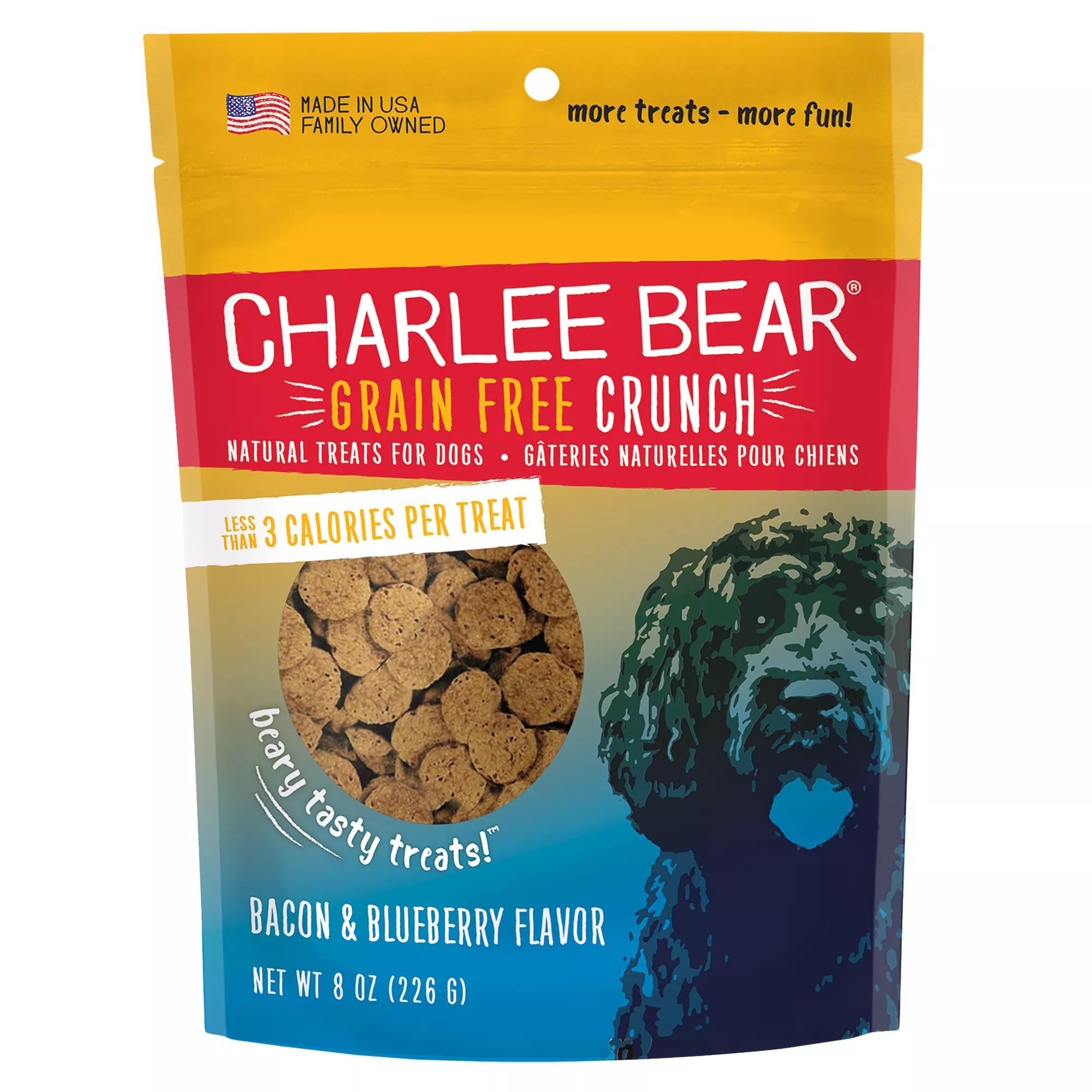 Charlee Bear Bear Crunch Dog Treat - Natural, Grain Free, Bacon & Blueberry