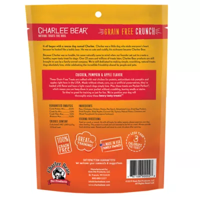 Product Charlee Bear Bear Crunch Natural, Grain Free, Chicken, Pumpkin & Apple Dog Treat