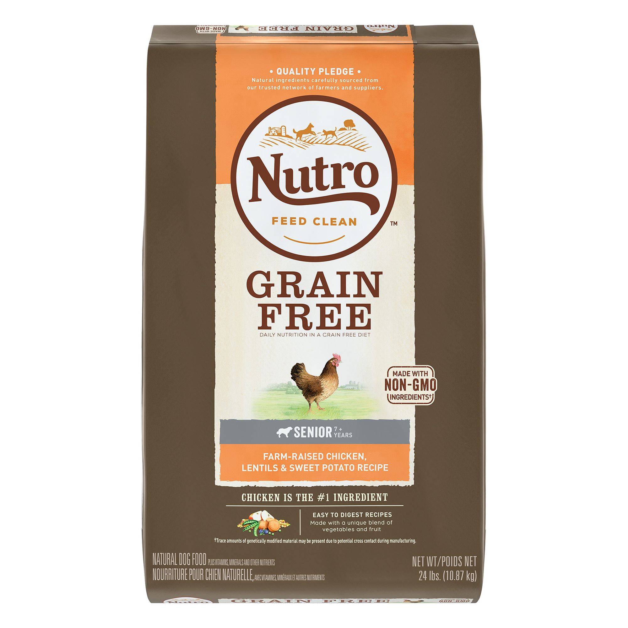 NUTRO™ Grain Free Senior Dog Food - Natural, Non-GMO, Chicken, Lentils ...