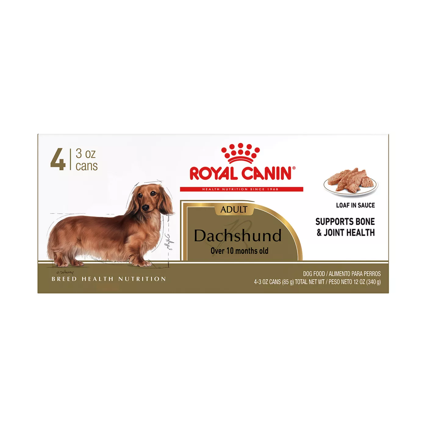 Royal Canin Breed Health Nutrition Dachshund Breed Specific Adult Dog Wet Food 3 oz 4 Pack