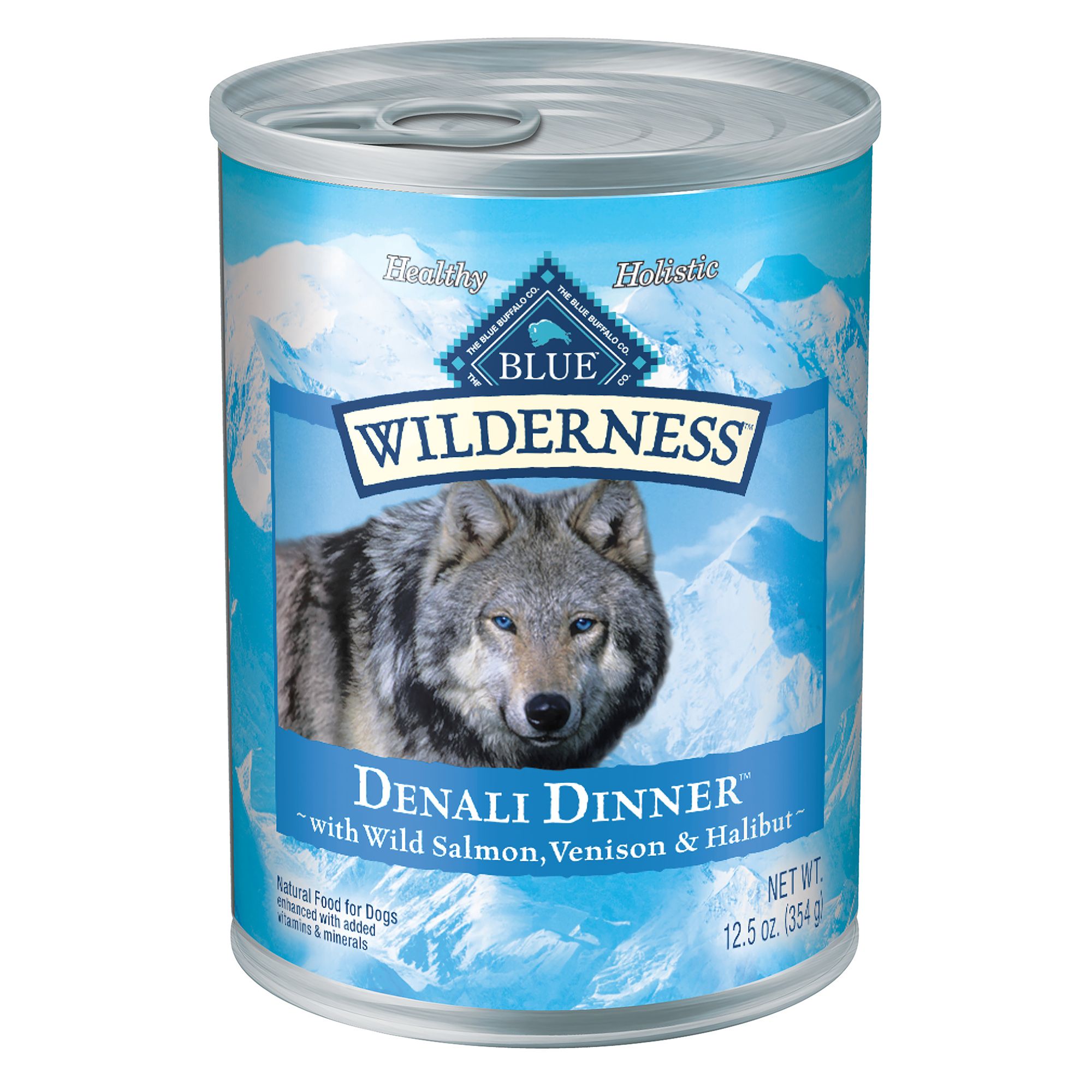 Blue Buffalo Wilderness Denali Dinner with Wild Salmon Venison Halibut Grain Free Canned Dog Food 12.5 oz