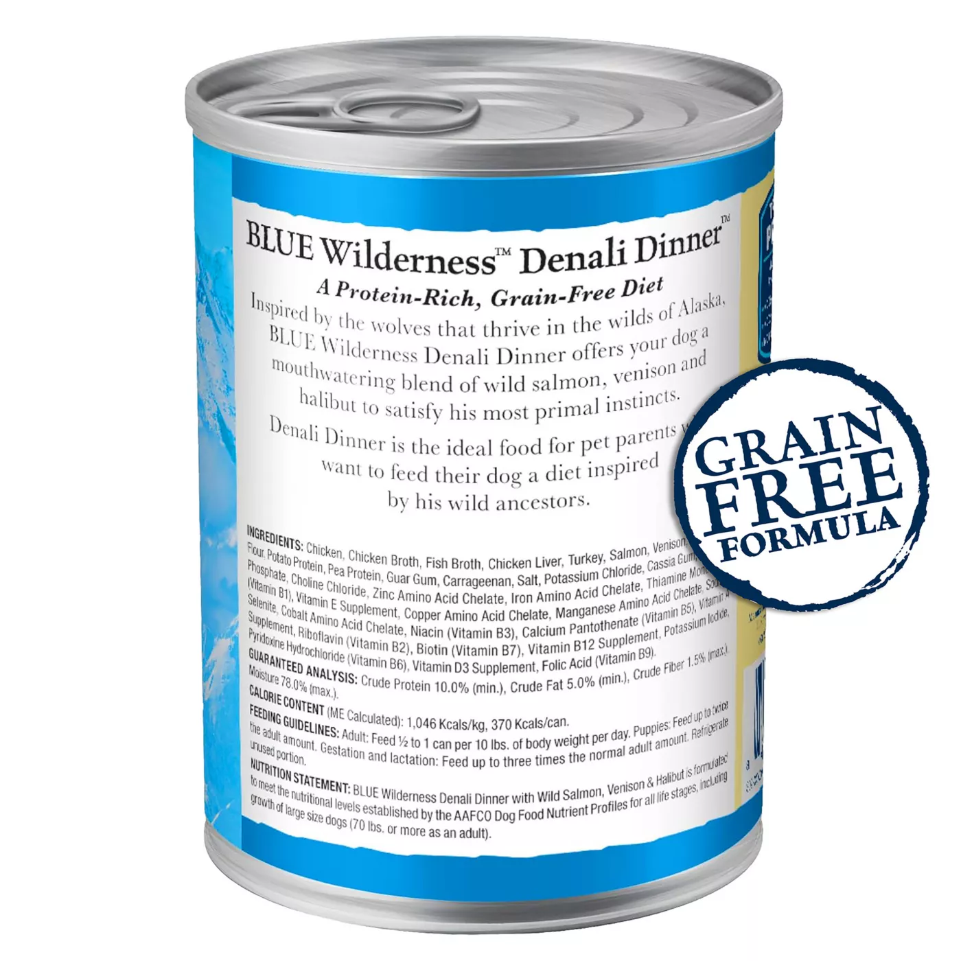 Blue Buffalo Wilderness Denali Dinner Adult Wet Dog Food Grain Free Salmon Venison Halibu