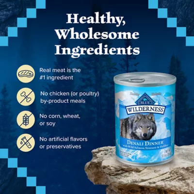 Blue Buffalo Wilderness Grain Free Denali Dinner with Salmon, Venison & Halibut Canned Dog Food
