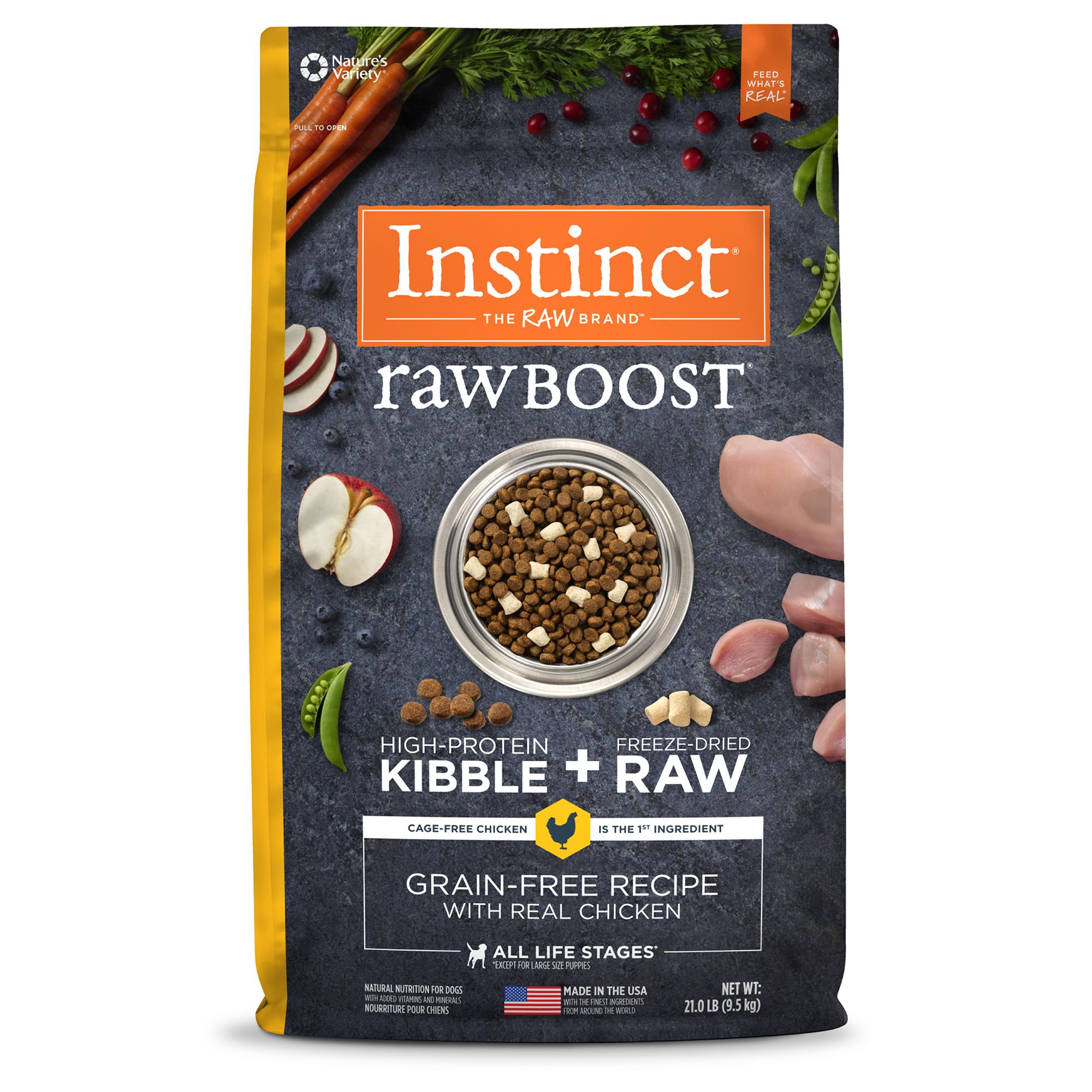 Instinct Raw Boost All Life Stage Dry Dog Food Natural Grain Free Freeze Dried Raw Chicken