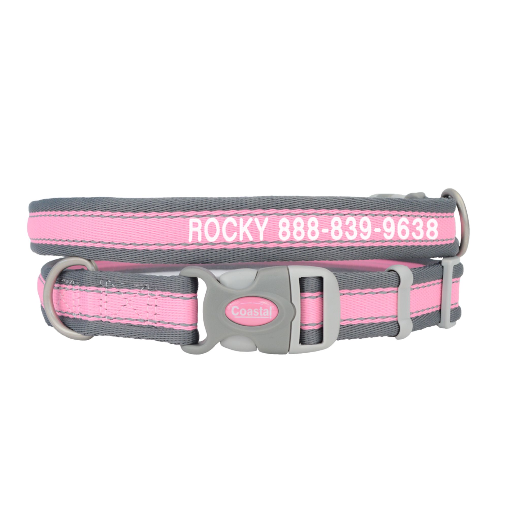 Coastal Pet Products Pet Attire Pro Personalized Reflective Adjustable Dog Collar dog Collars