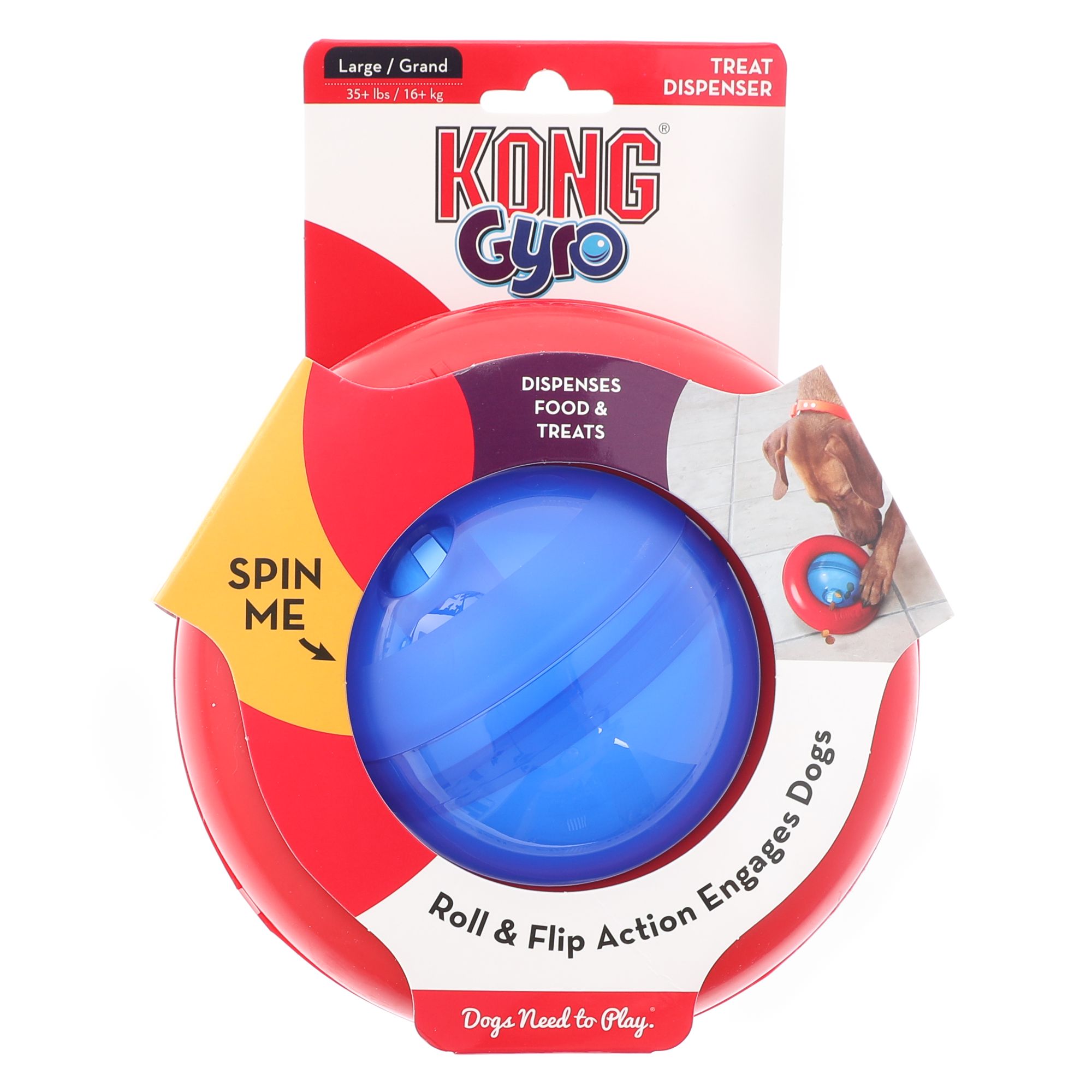 KONG Gyro Ball Dog Toy Size: Large  Interactive dog toys, Dog toys,  Interactive toys
