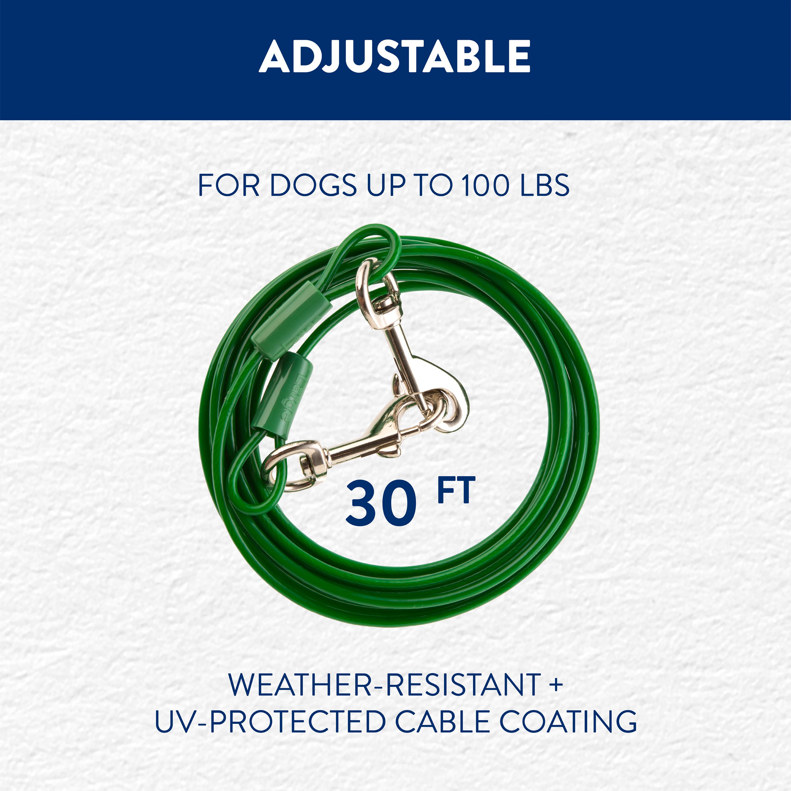 Tie Out Cable for Dogs Outside,50 ft Chew Proof Dog Runner for Yard, Dog Tie Out Cable for Dogs Up to 250lbs - Green, Size: 50 Foot