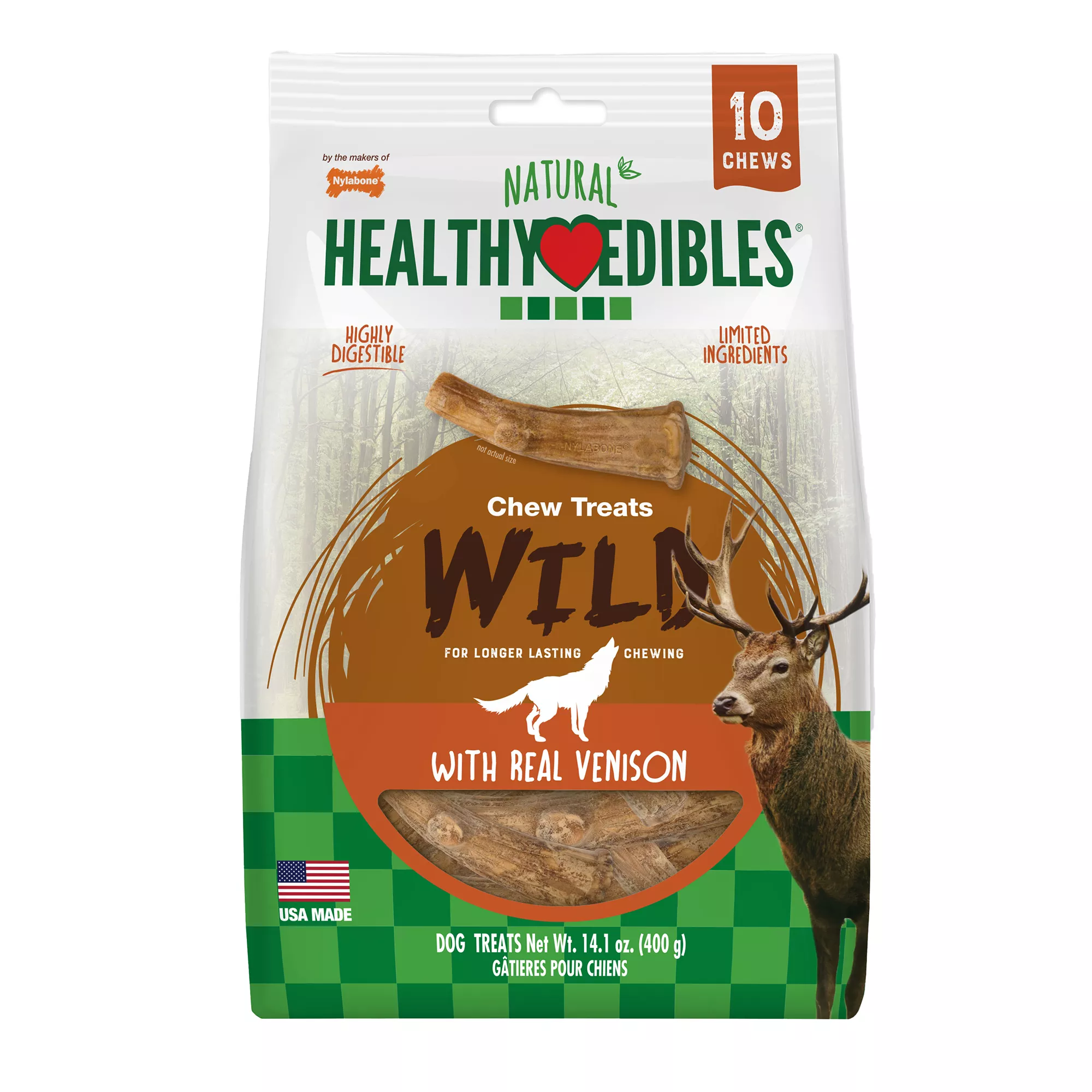 Nylabone® Healthy Edibles® Venison Antlers Dog Treats - 10 Pack