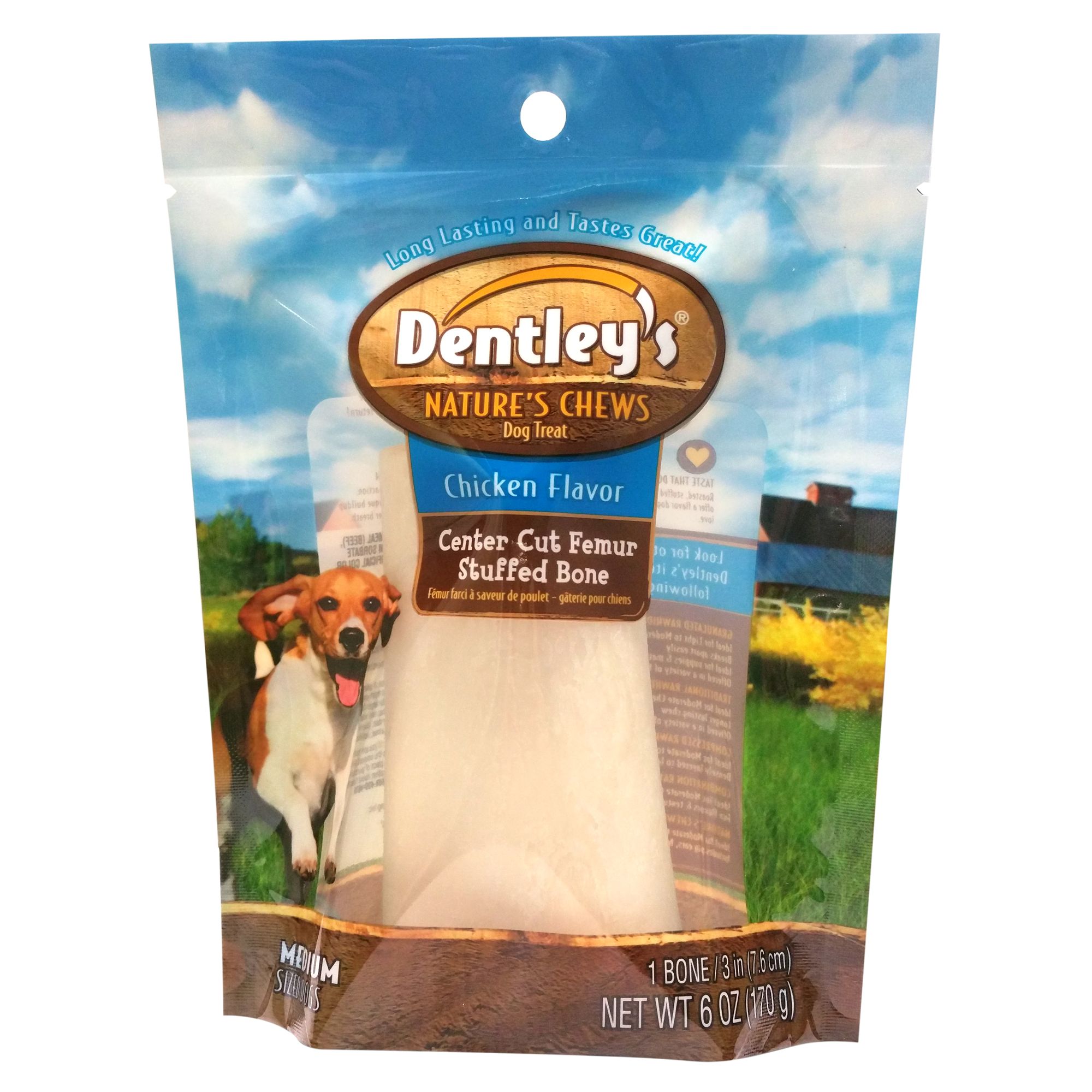 dentley's nature's chews stuffed bone dog treat