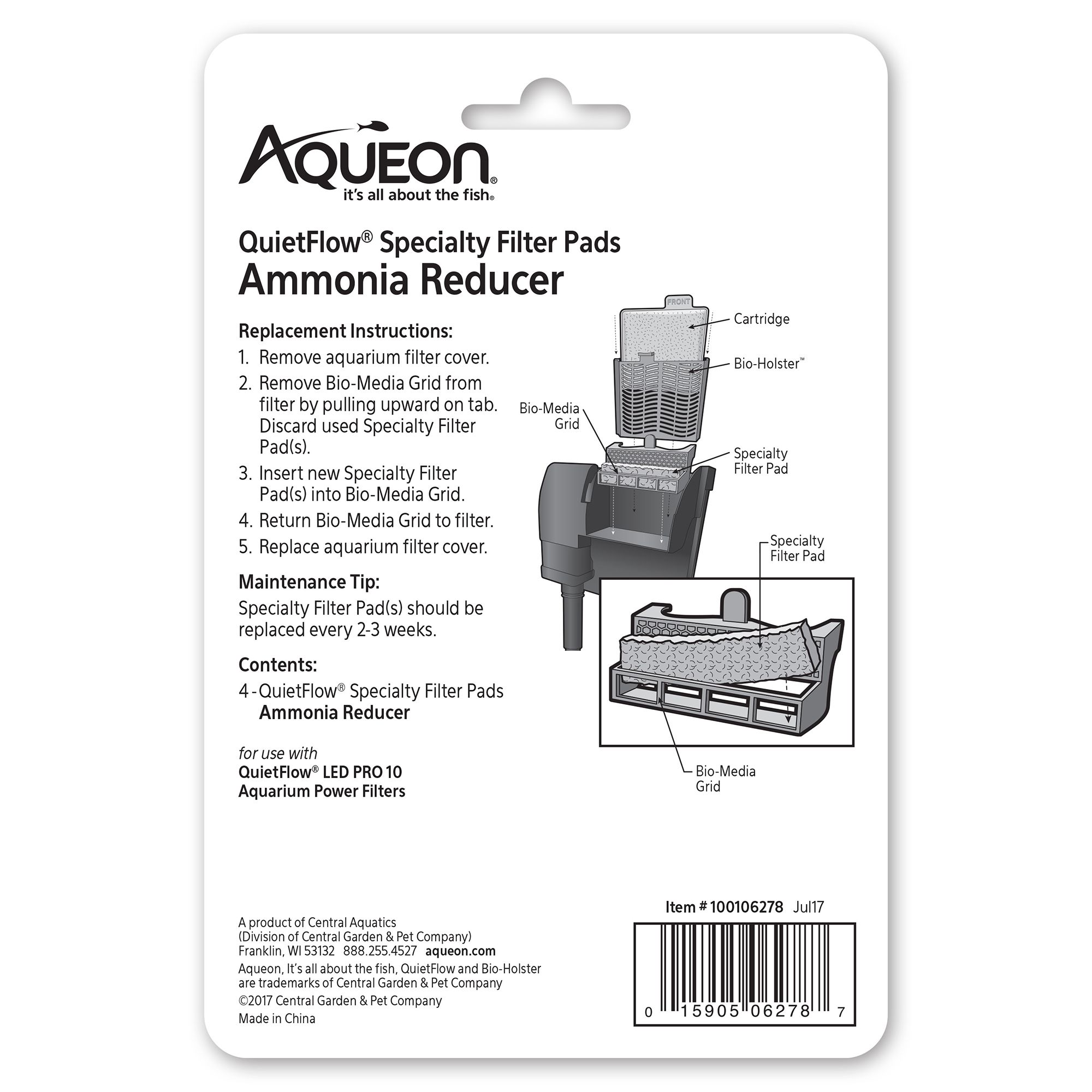 Aqueon® QuietFlow Specialty Ammonia Reducer Filter Pads - Aquarium Filter Media - 4 count - thumbnail 3