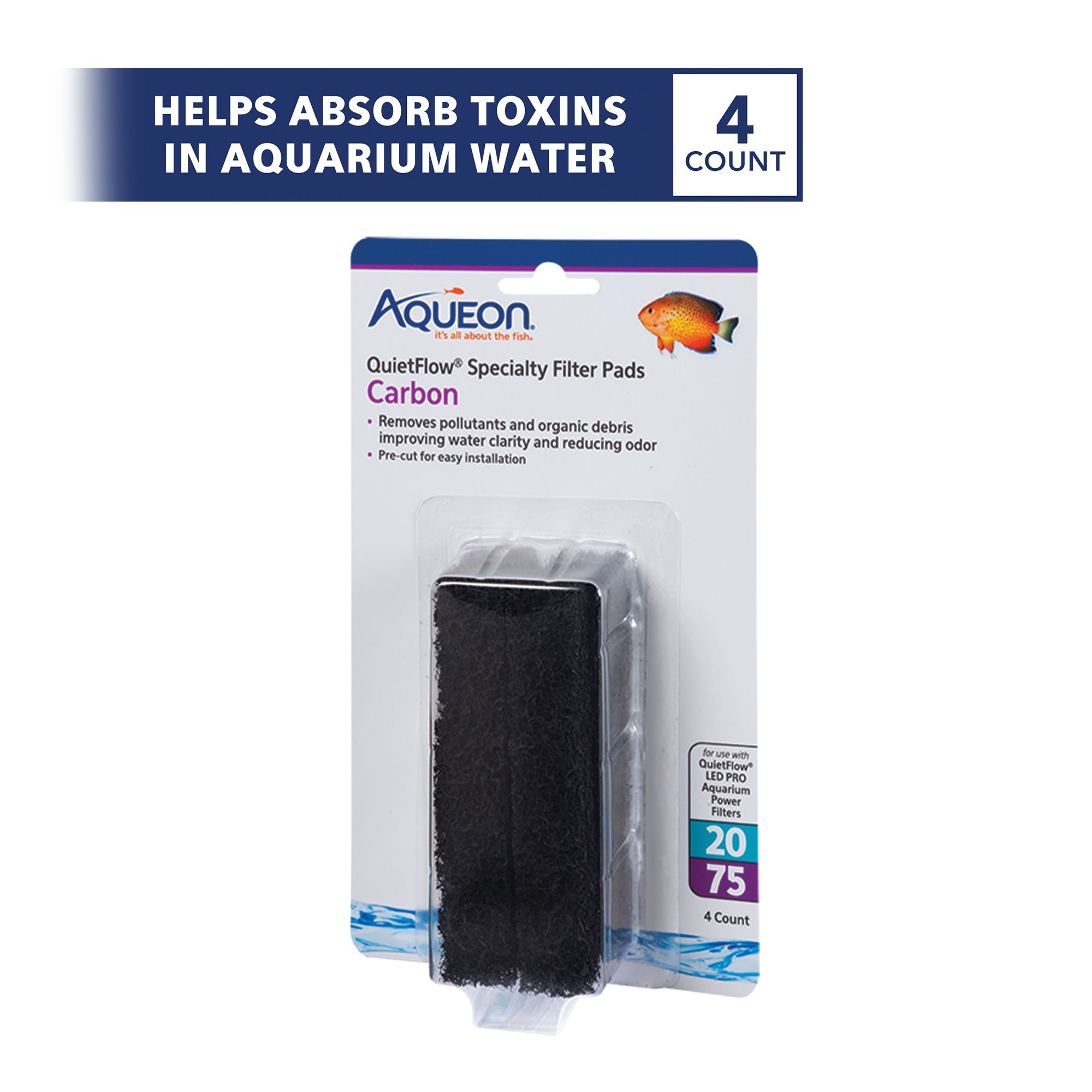 Aqueon® QuietFlow 20/75 Specialty Carbon Filter Pads - Aquarium Filter Media - thumbnail 2