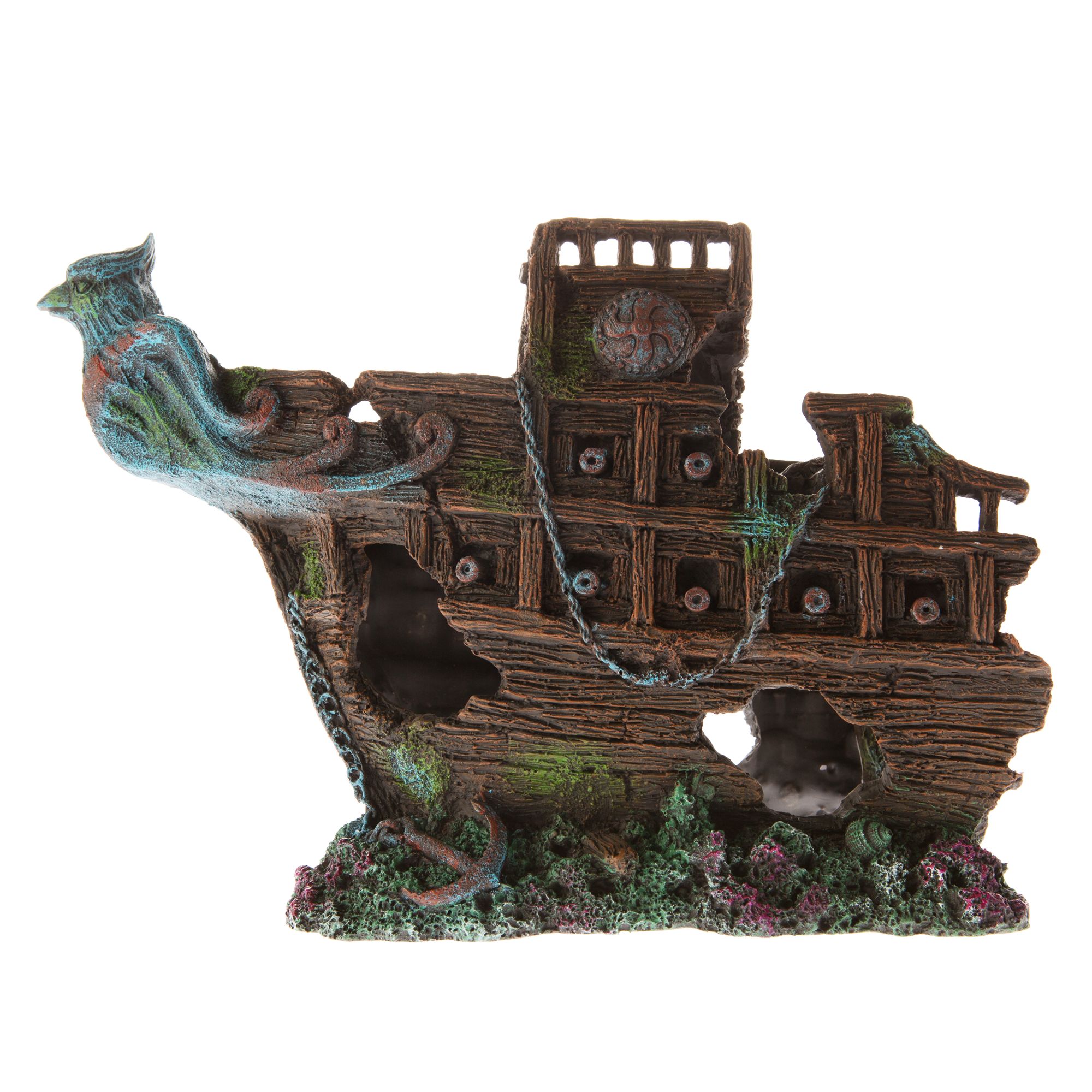 Top Fin Bird Sunken Half Ship Aquarium Ornament Fish Ornaments Petsmart