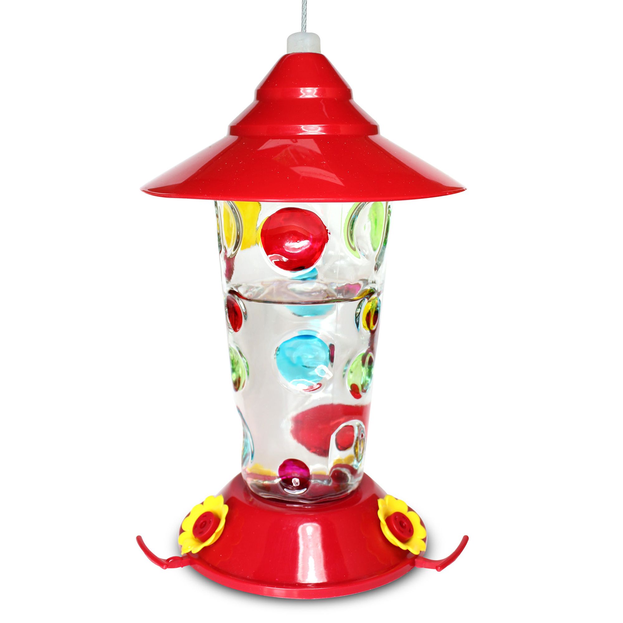 Pinebush Handpainted Glass Hummingbird Feeder Bird Outdoor