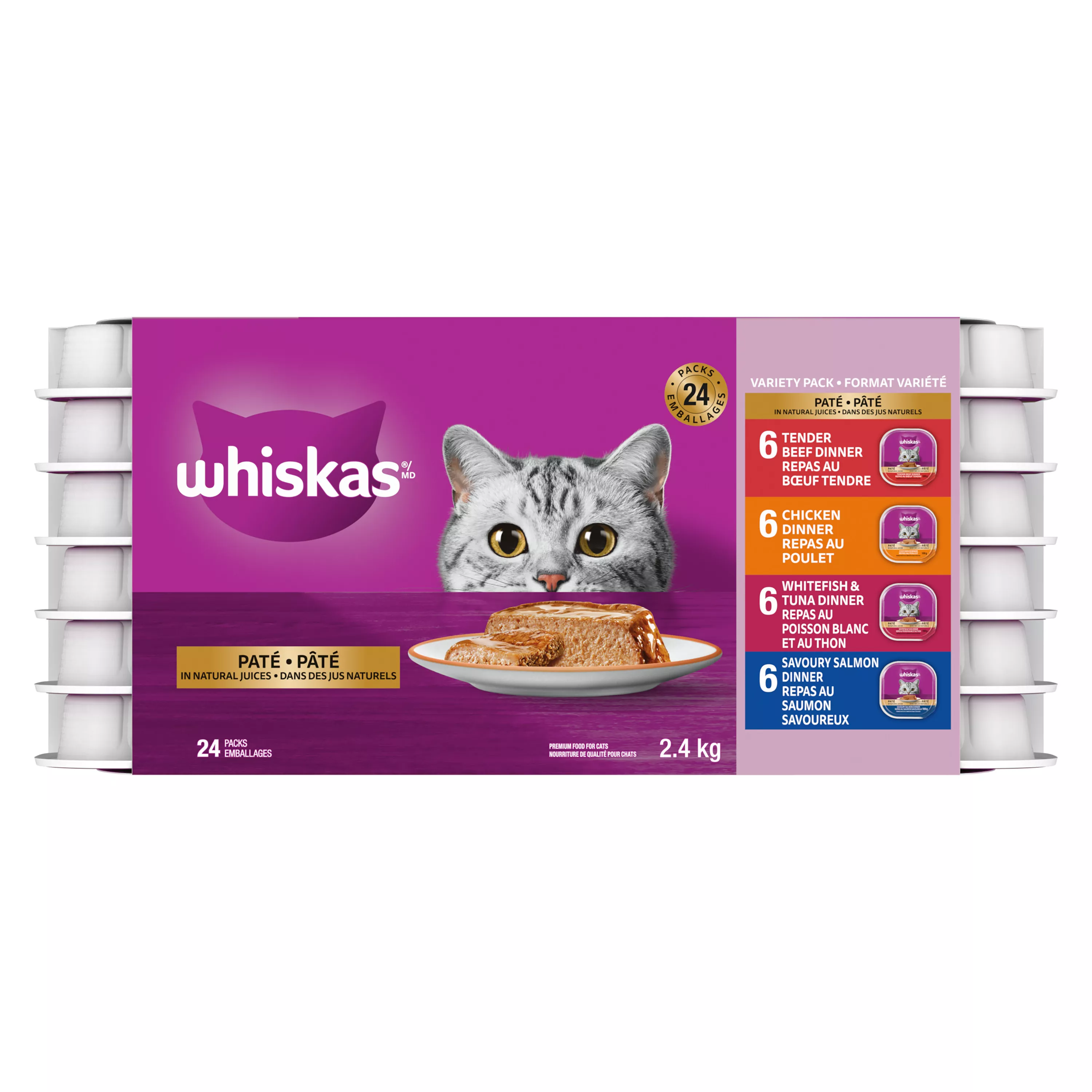 Whiskas Adult Wet Cat Food Paté Variety Pack, 24ct