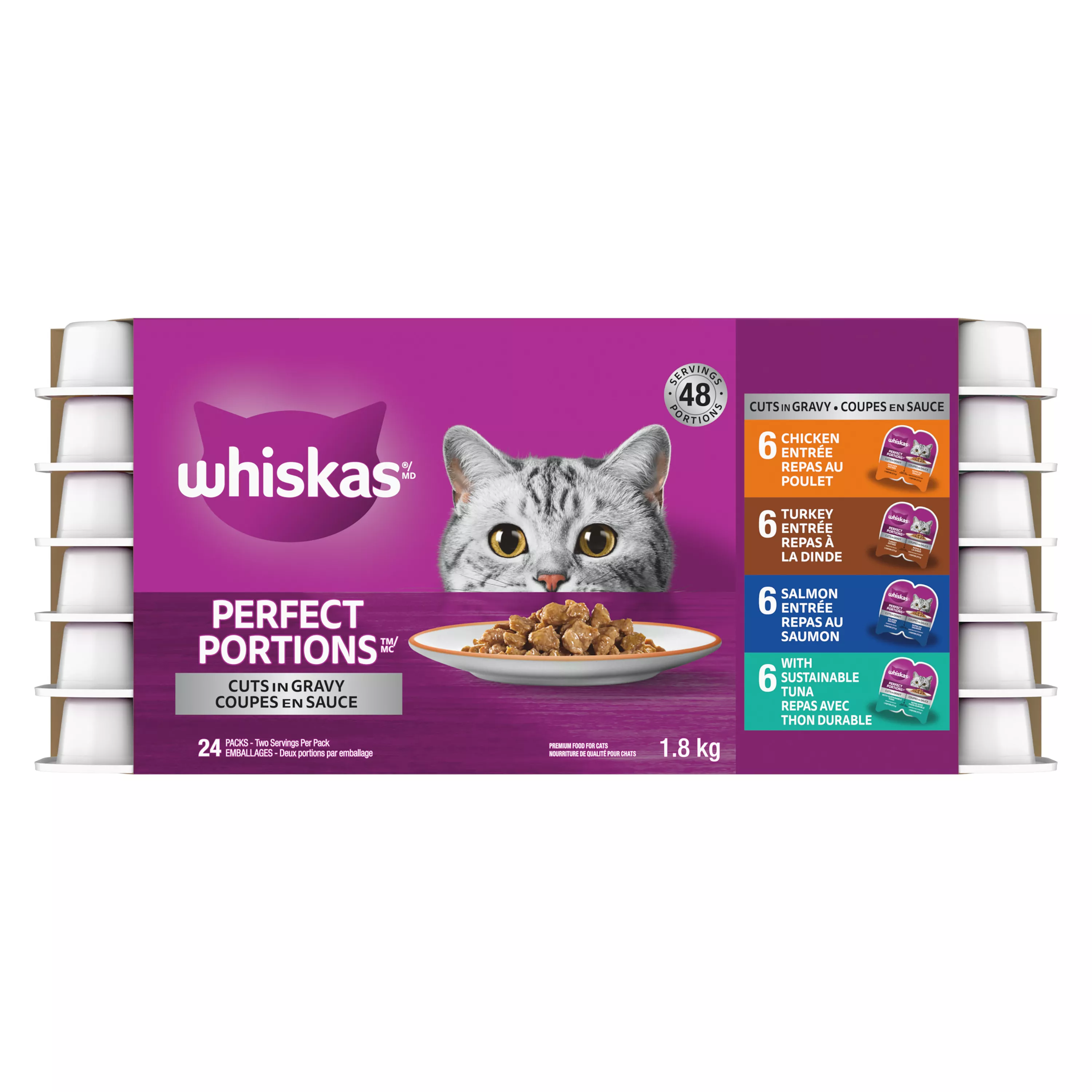 WHISKAS® Perfect Portions Tray Variety Cat Food - 24pk