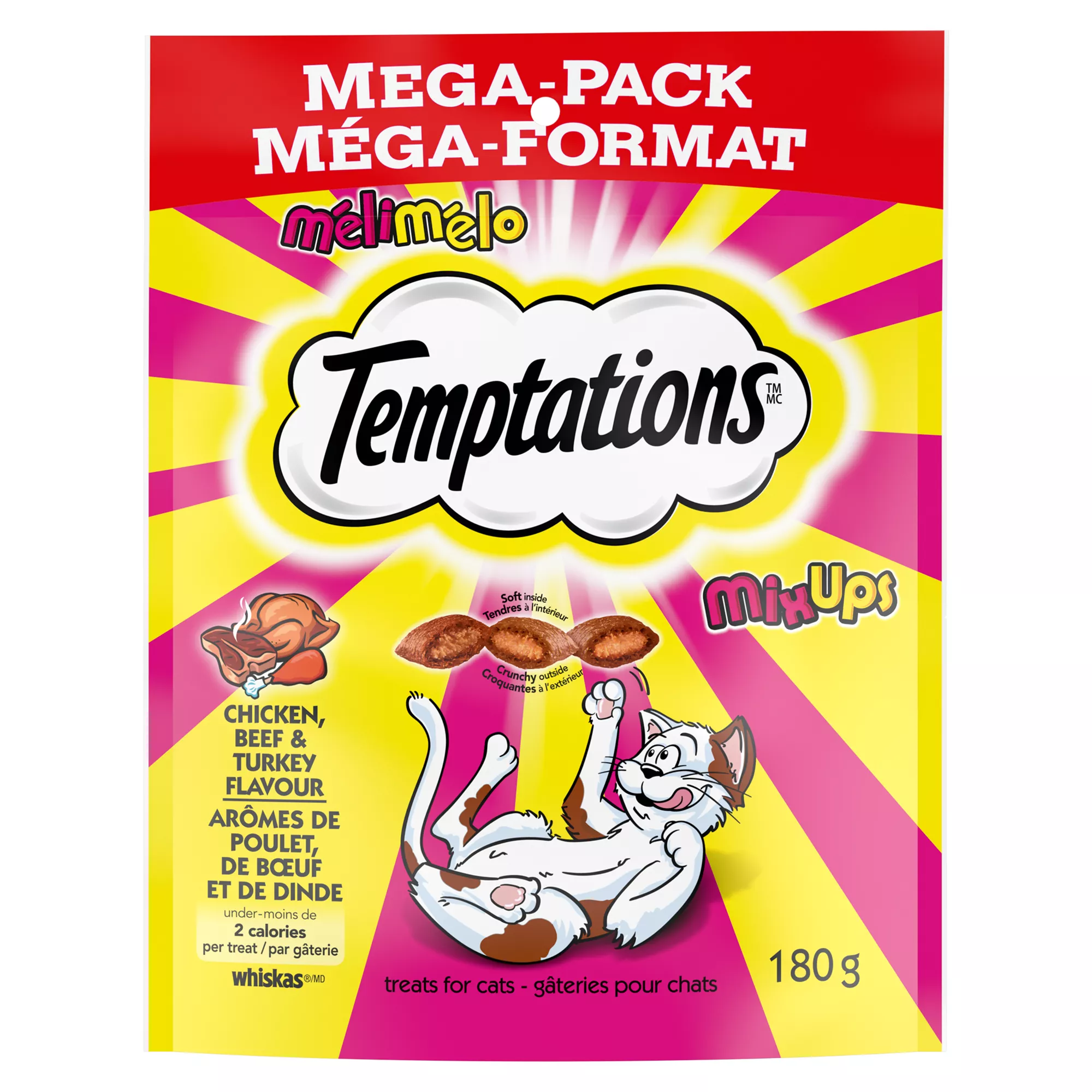 Temptations&trade; Mix-Ups Adult Cat Treats - Chicken, Turkey & Beef Flavour