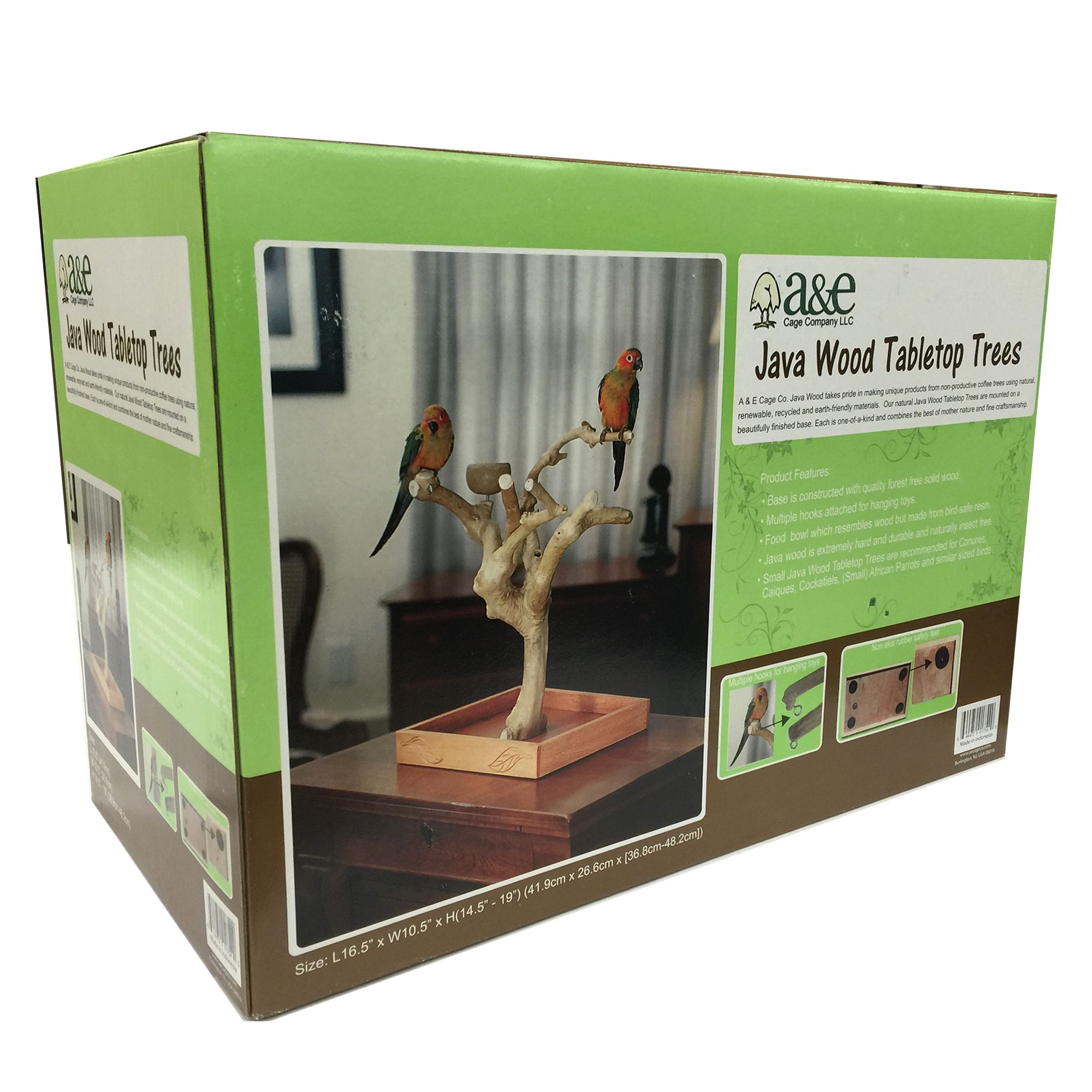 A&E Cage Company Java Wood Table Top Playstand - Tabletop Pet Bird Playstand - thumbnail 2