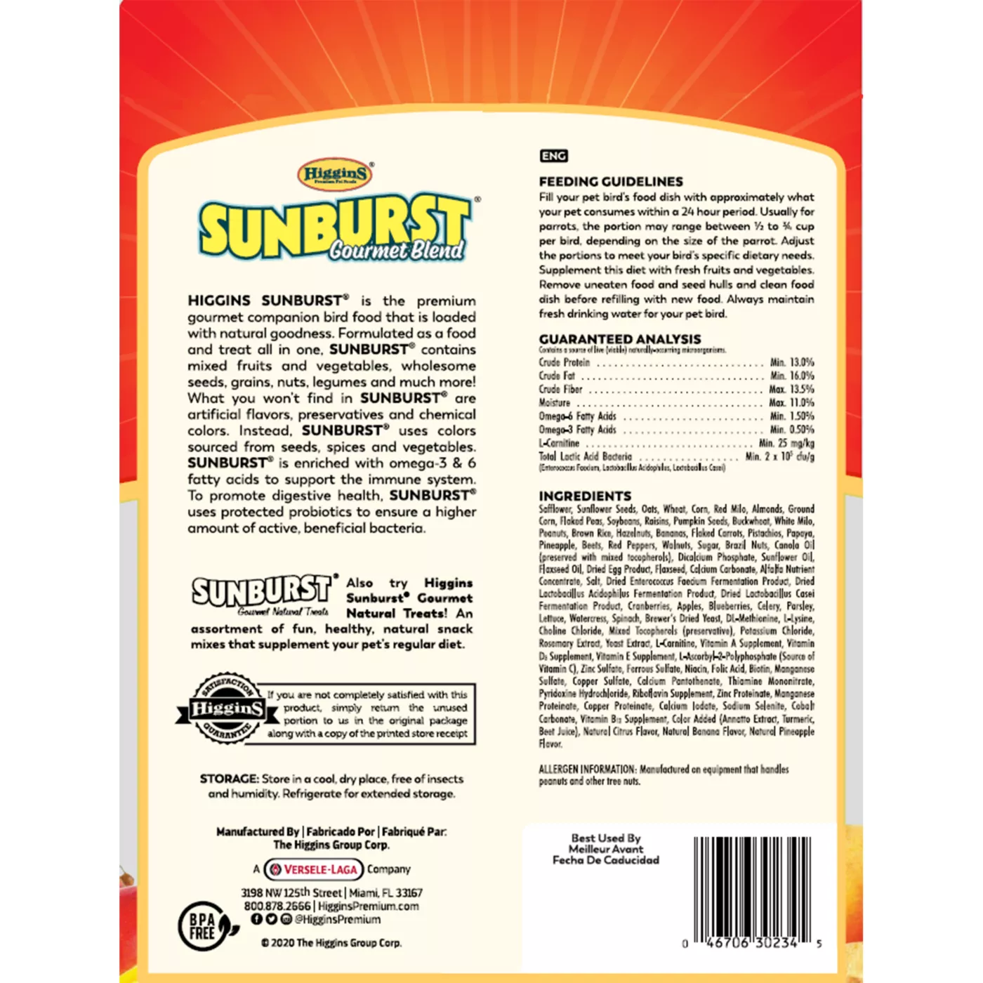 Higgins sunburst parrot food best sale