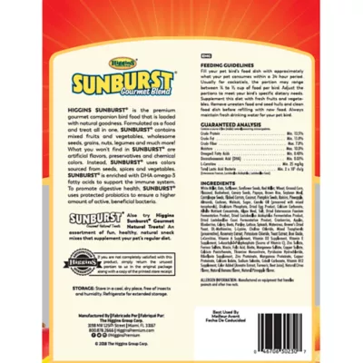Product Higgins Sunburst Gourmet Blend Cockatiel Food