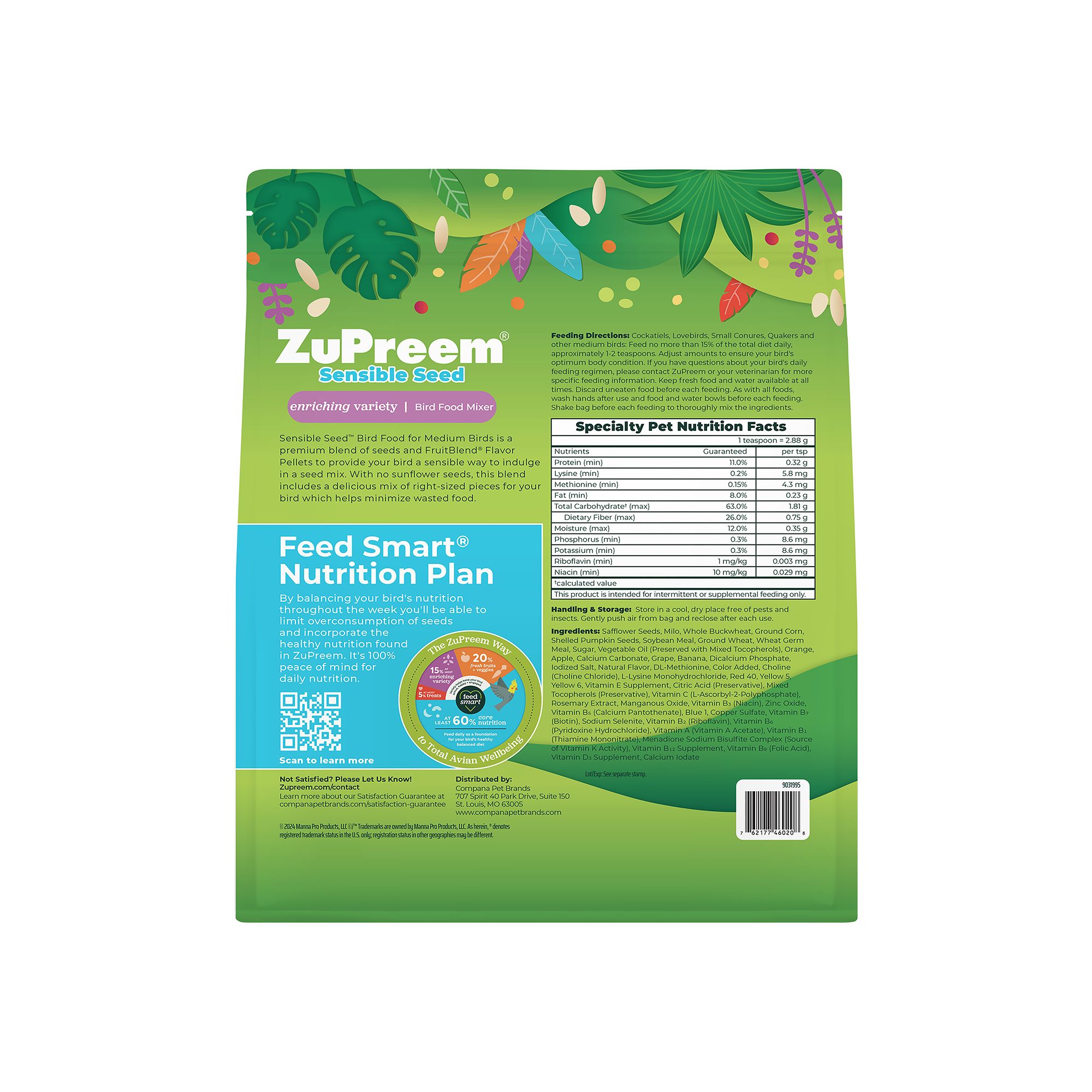 Zupreem® Sensible Seed Medium Bird Food Mixer - Seed Blend - thumbnail 3