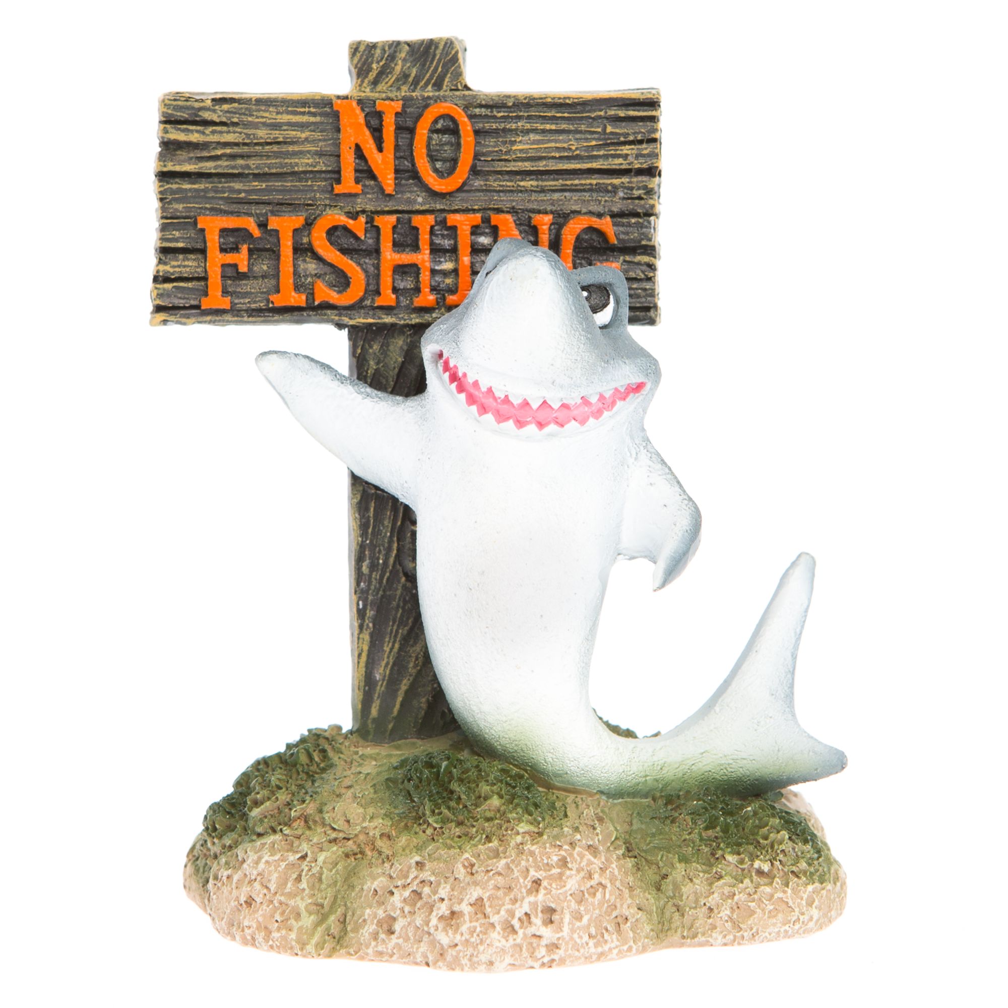 Top Fin No Fishing with Shark Aquarium Ornament Small (1 ct)