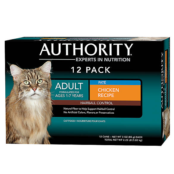 Authority® Hairball Control Adult Cat Food Chicken, 12ct cat Wet