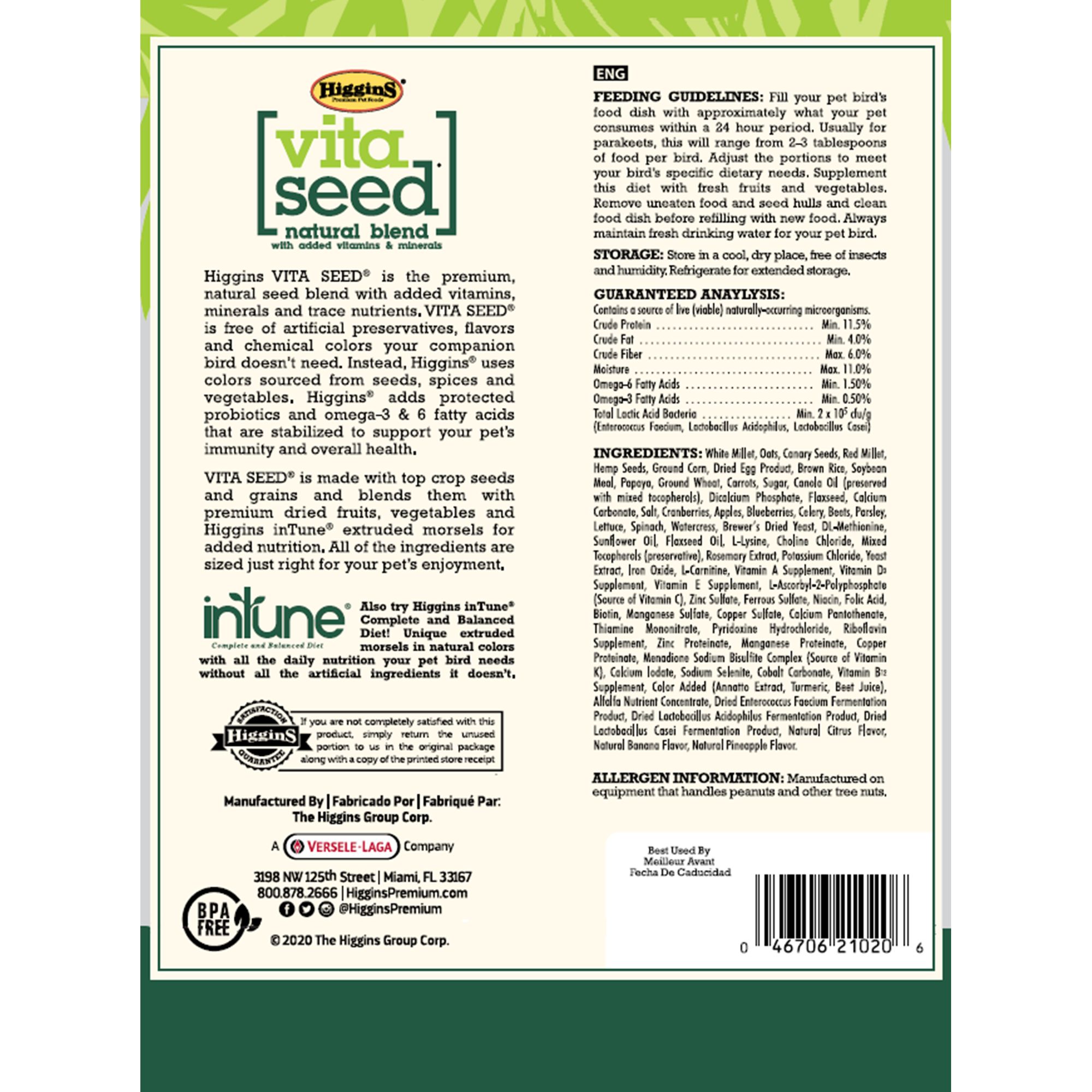 Higgins Vita Seed Parakeet Food - Seed Blend - thumbnail 2