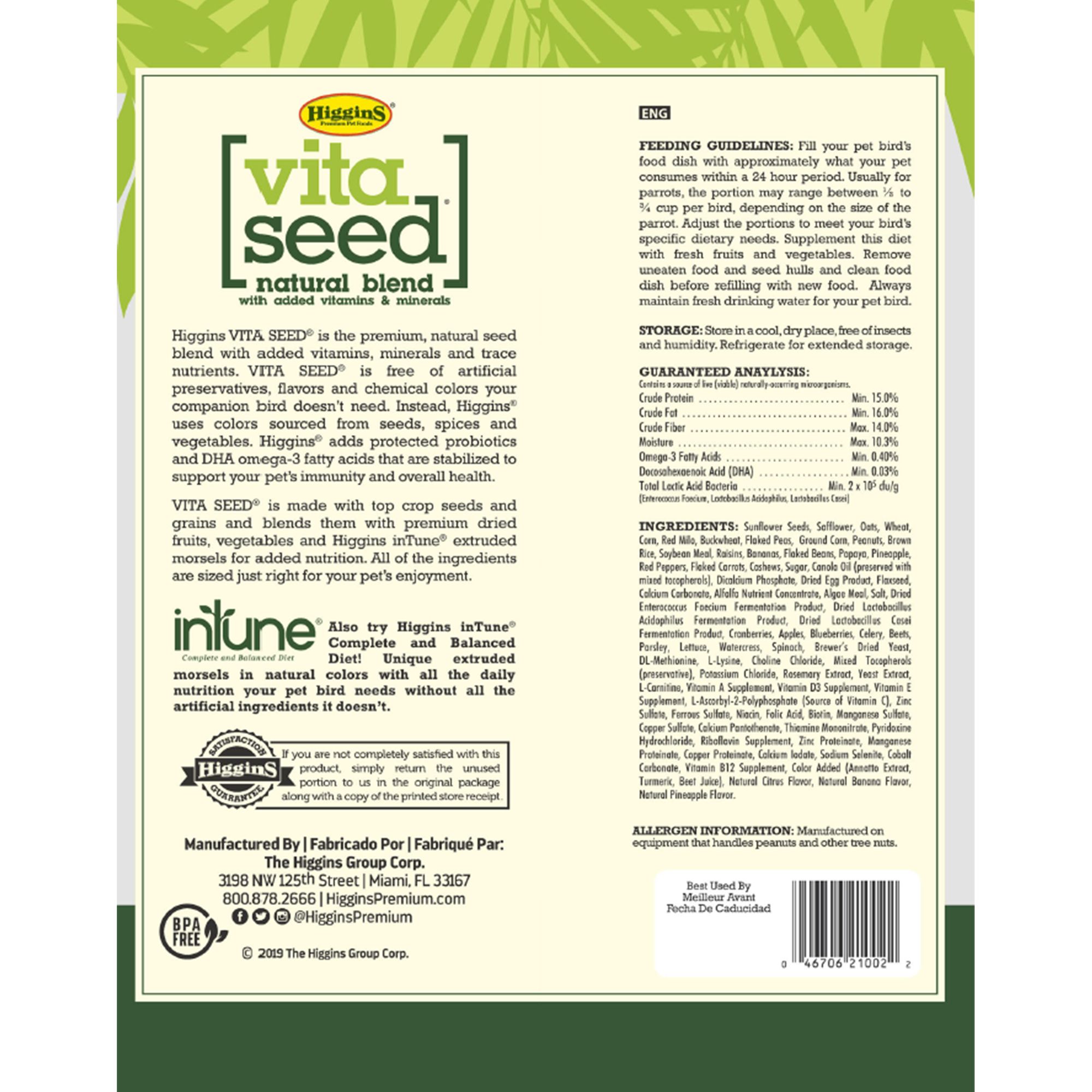 Higgins Vita Seed Parrot Food - Seed Blend - thumbnail 2