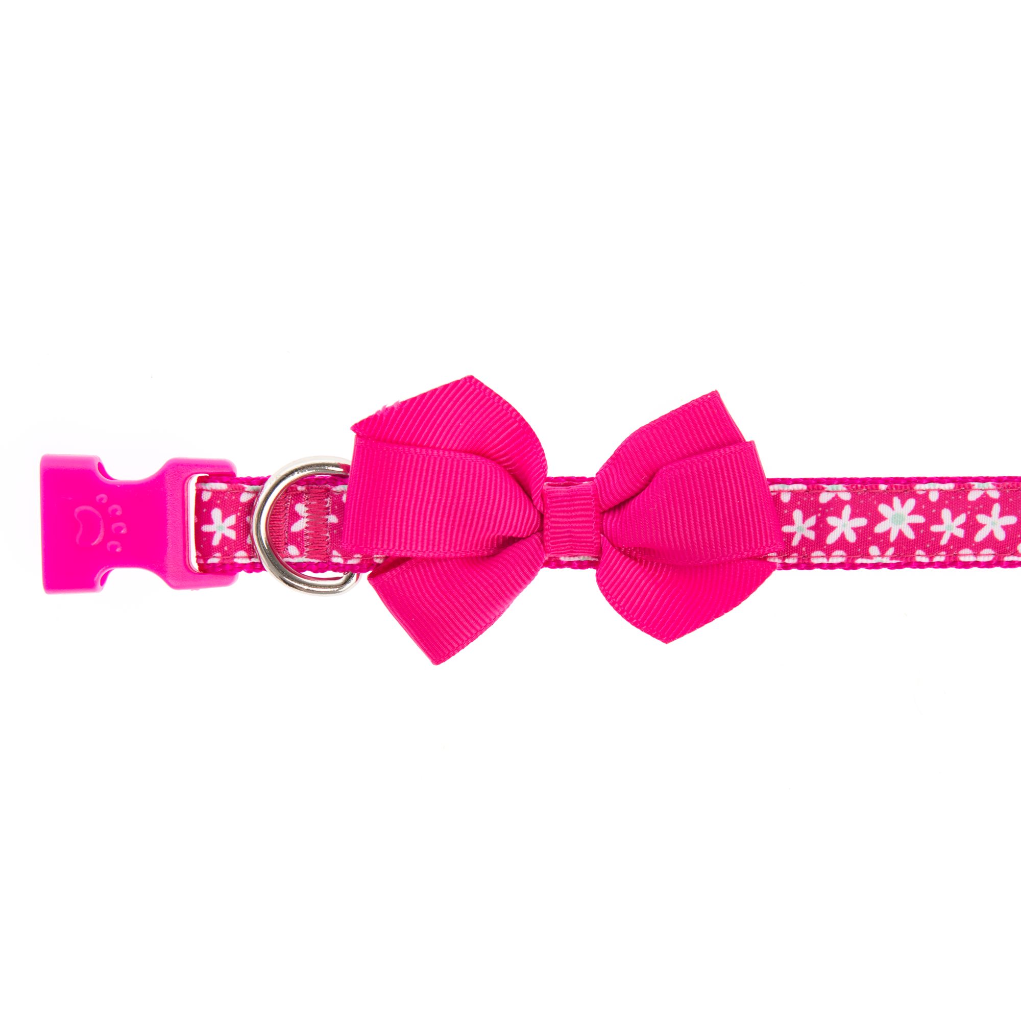 pink dog collar with bow