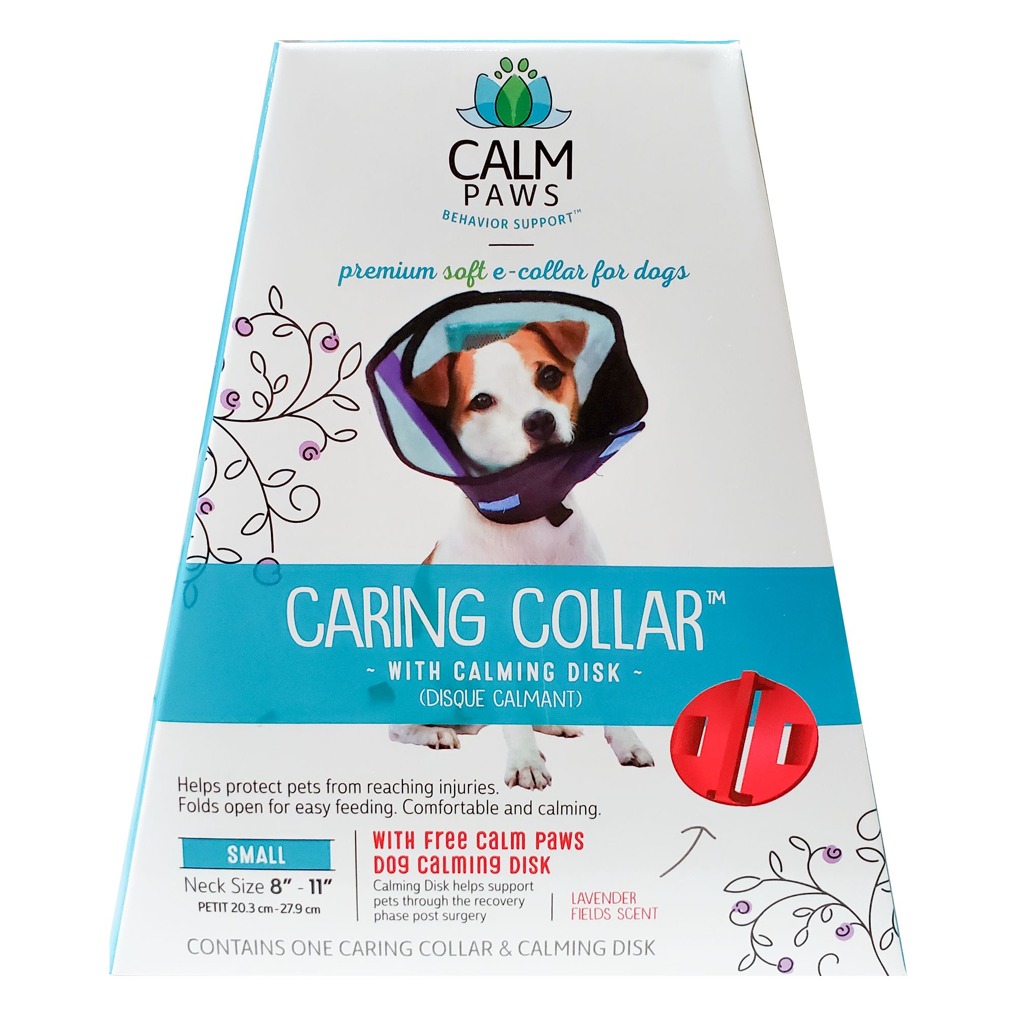 Small 1 Count Calm Paws Caring Collar with Calming Gel Patch for Dog