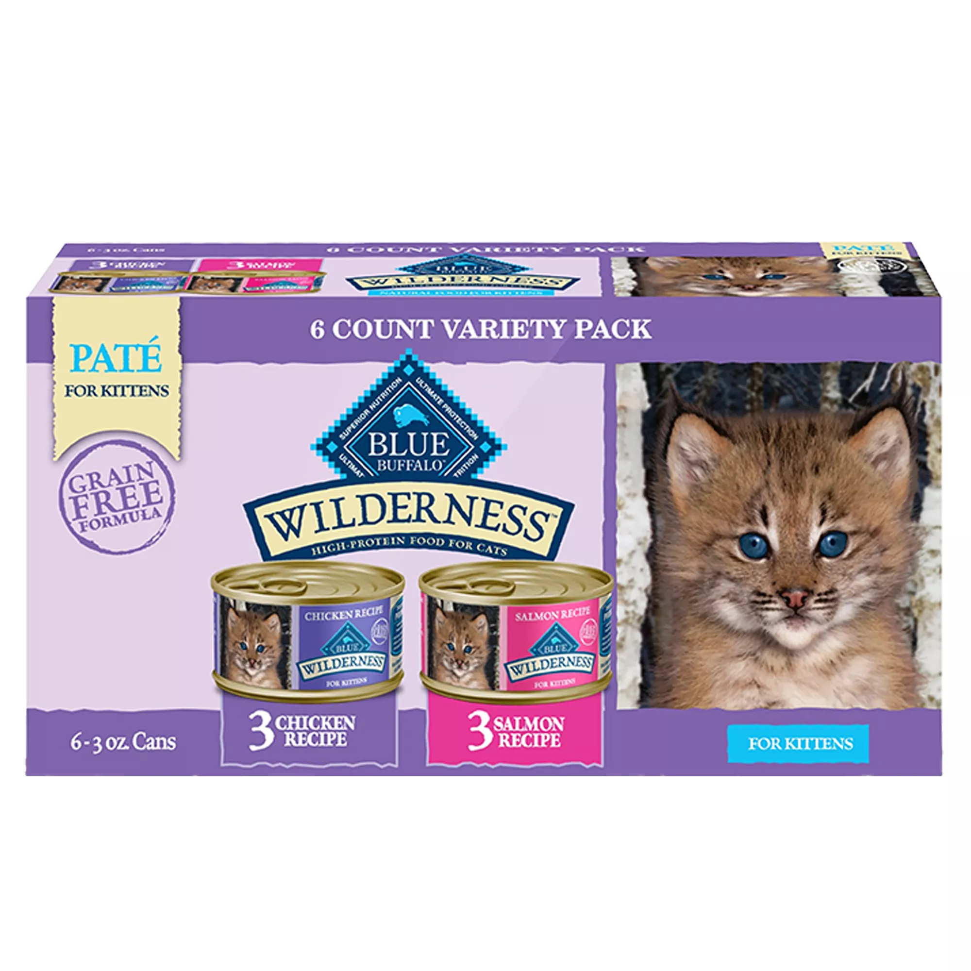 Blue Buffalo® Wilderness&trade;  Kitten Wet Cat Food - Grain Free, Variety Pack, 6 CT, 18 OZ