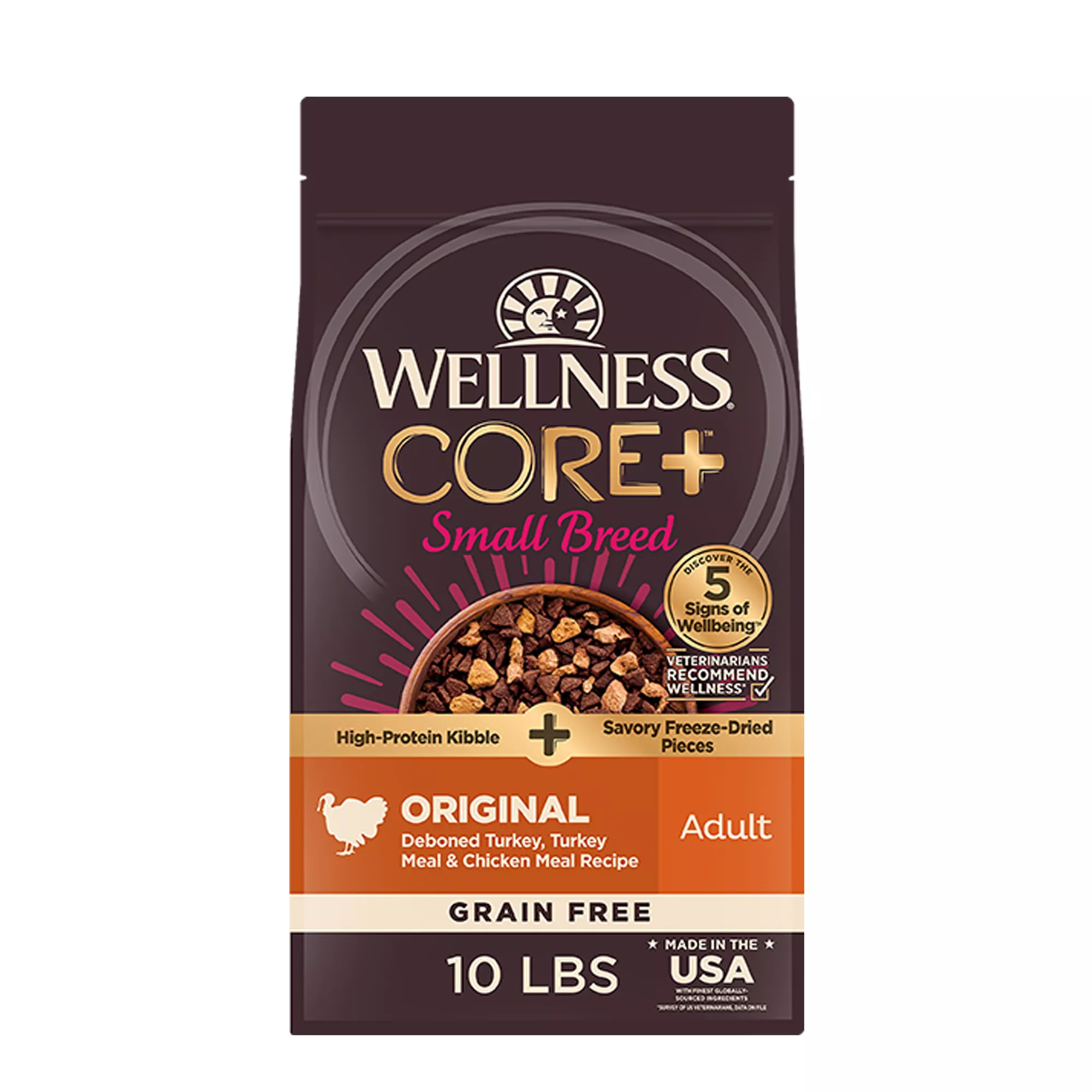 Wellness® CORE+ Small Breed Adult Dry Dog Food - Grain Free, Freeze Dried, Turkey