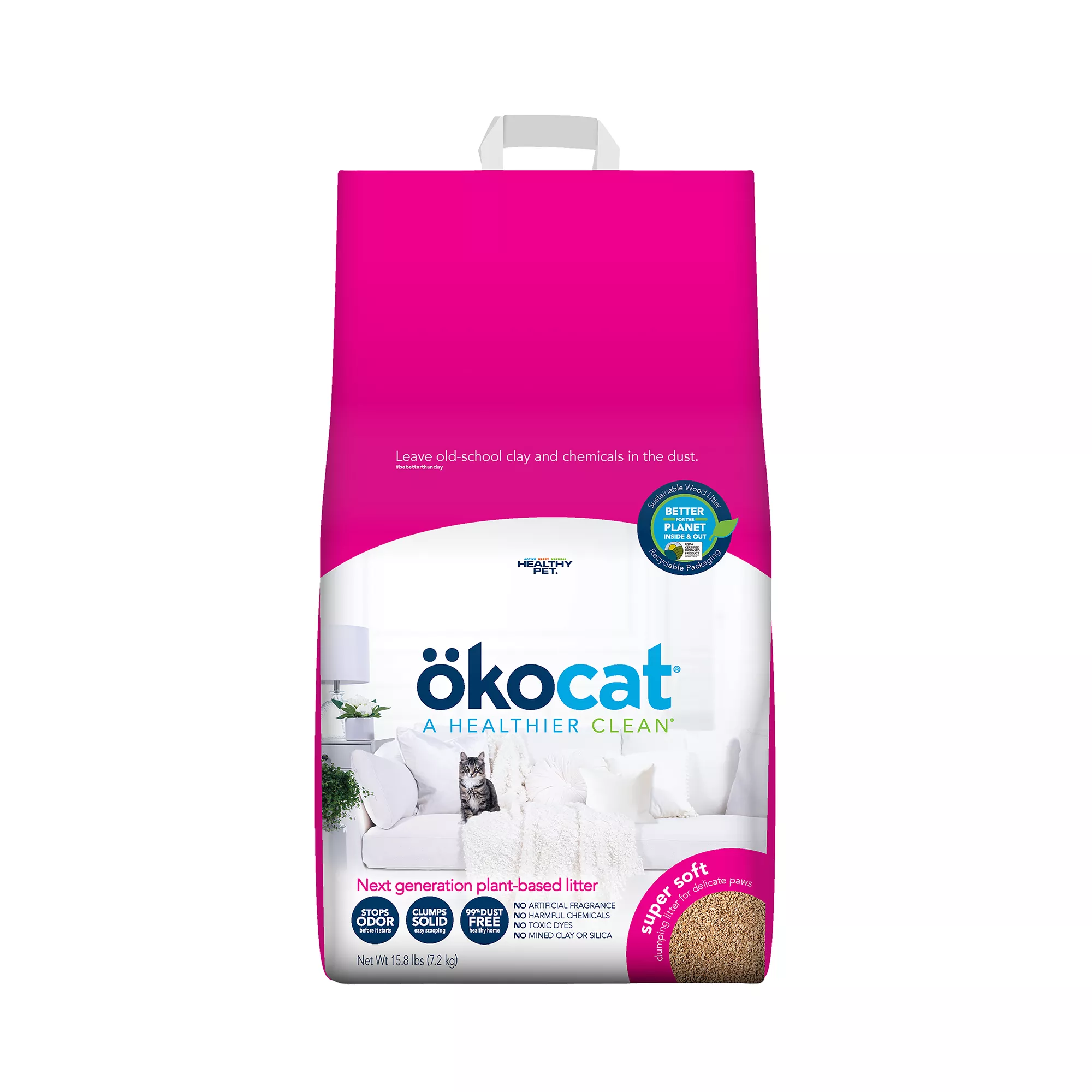 Okocat® Super Soft Clumping Wood Cat Litter - Low Dust, Natural