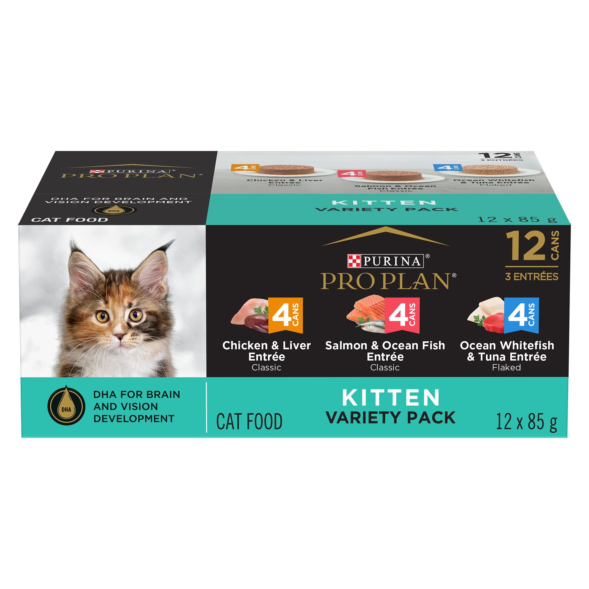 Purina Pro Plan Focus Kitten Wet Cat Food High Protein With Vitamins Variety Pack 12 CT 36 OZ