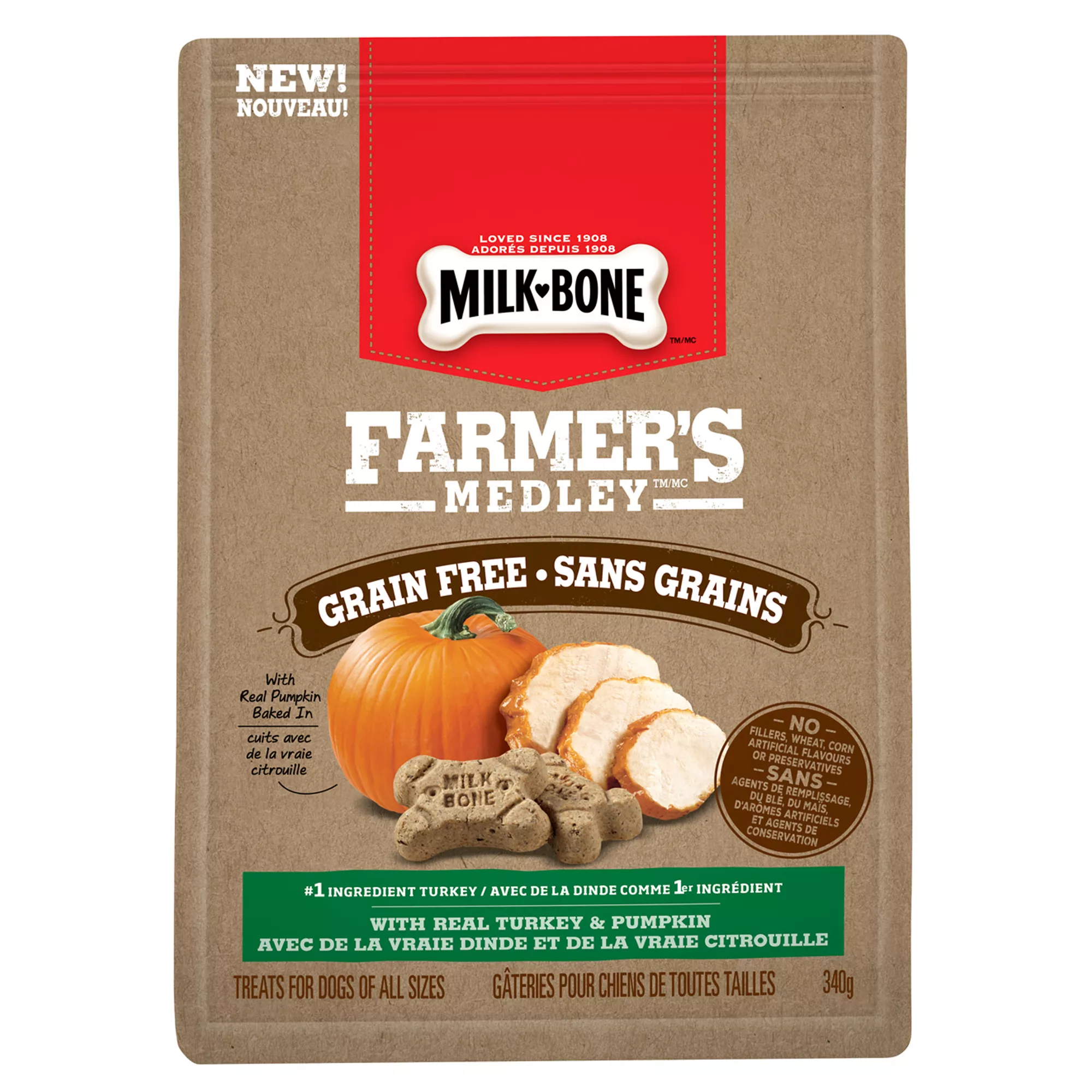 Milk-Bone Farmer's Medley Dog Treat - Grain Free, Turkey & Pumpkin