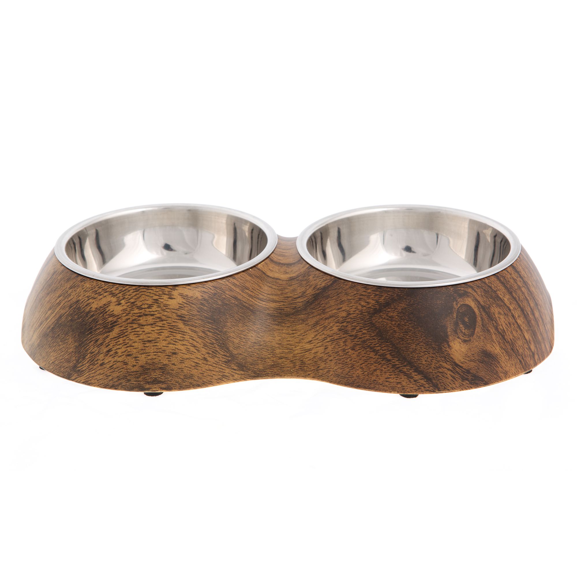 Whisker City Wood Double Diner Cat Bowl