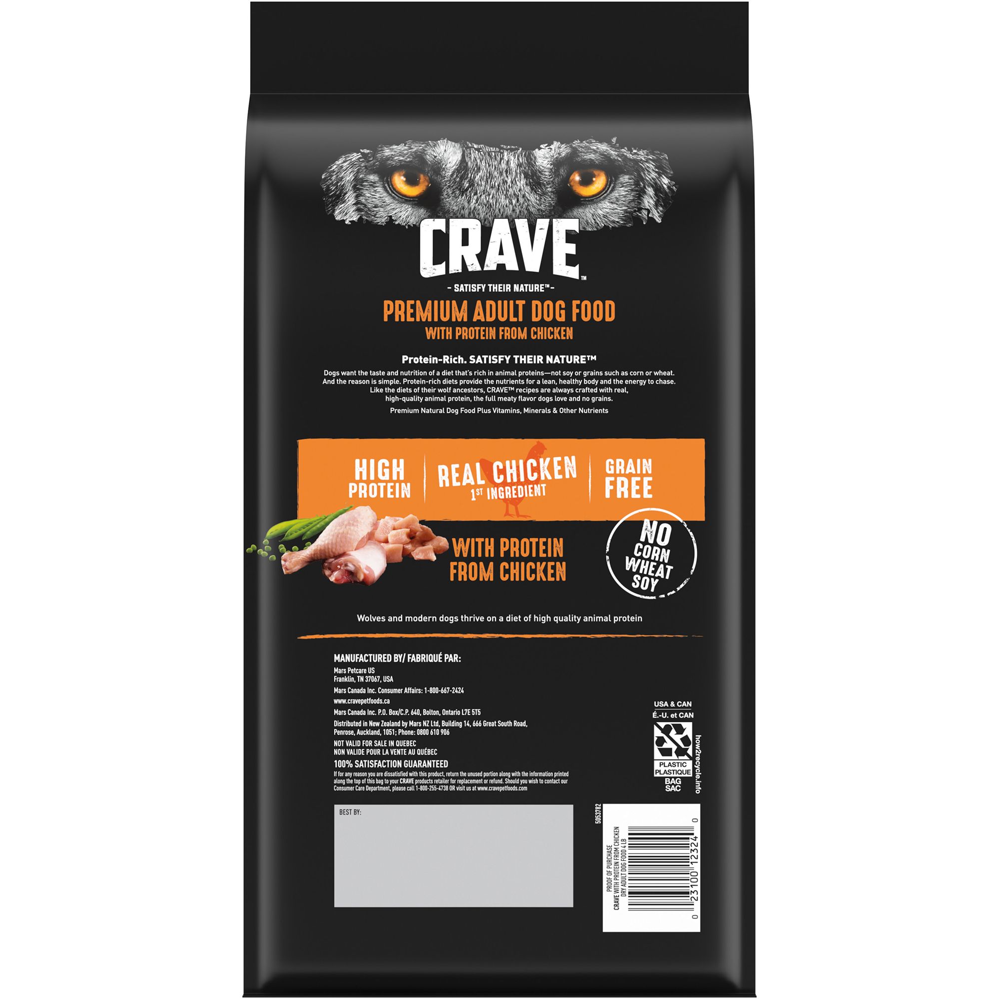 CRAVE High Protein Adult Dry Dog Food Grain Free Chicken