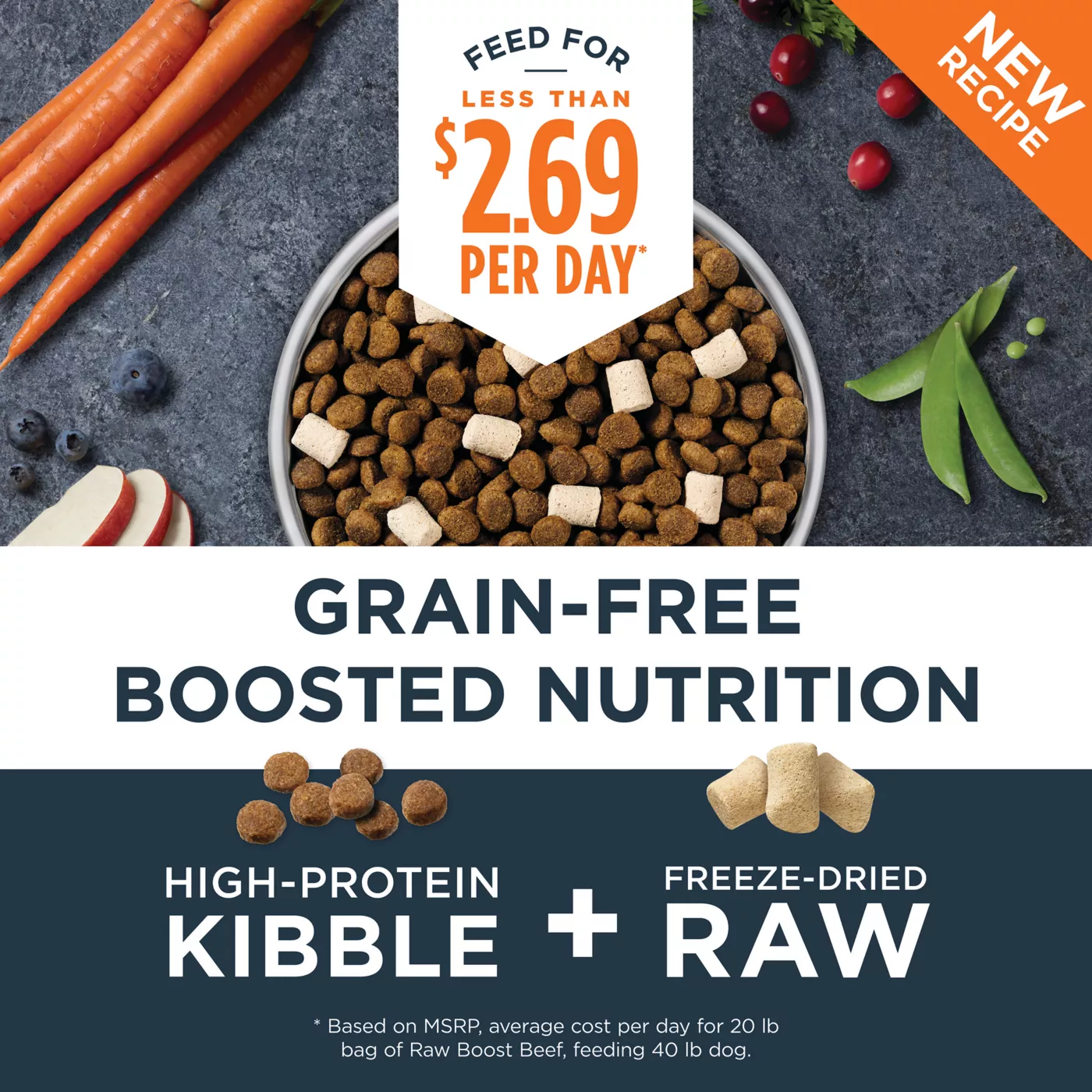 Instinct Raw Boost Kibble Freeze Dried Raw All Life Stages Dry Dog Food Raw Grain Free Beef