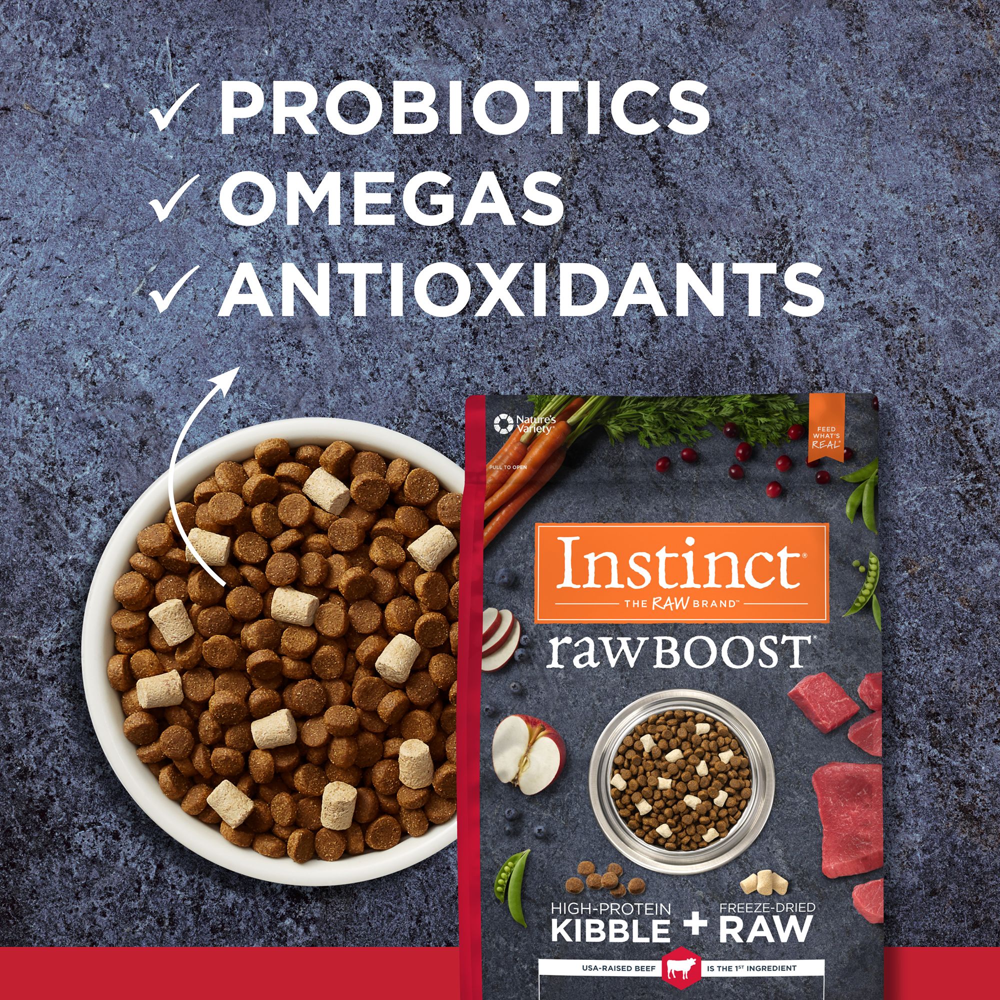 Instinct Raw Boost Kibble Freeze Dried Raw All Life Stages Dry Dog Food Raw Grain Free Beef