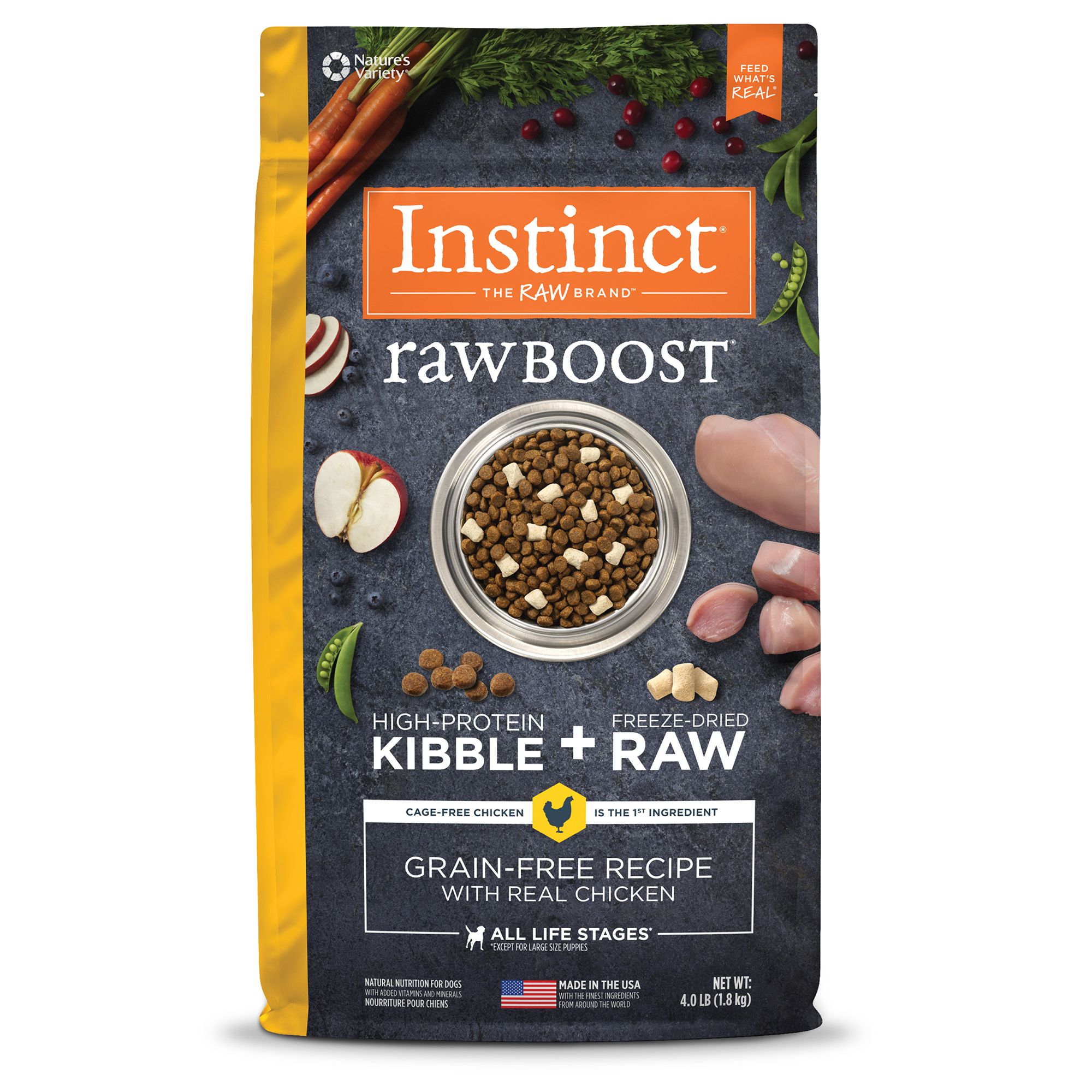 Instinct Raw Boost All Life Stage Dry Dog Food Natural Grain Free Freeze Dried Raw Chicken