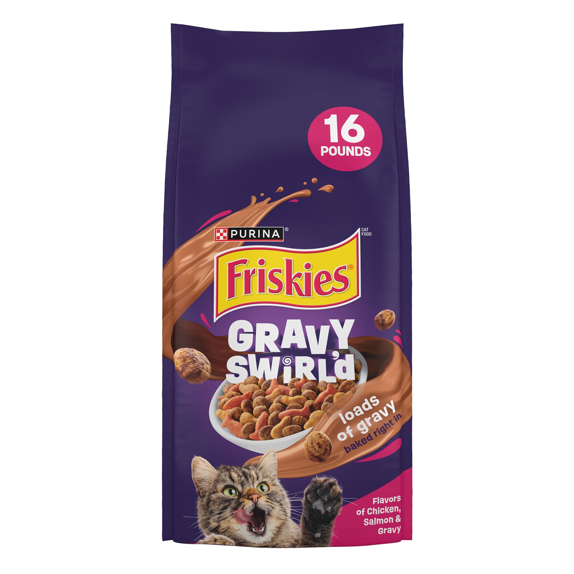 Friskies Gravy Swirlers Chicken Salmon Flavor Dry Cat Food 16 lbs