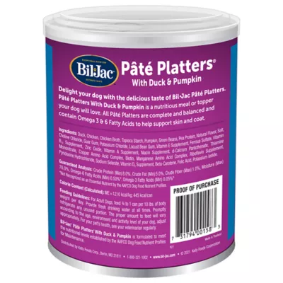 Product Bil-Jac® Pate Platters Adult Wet Dog Food - Grain Free, Duck & Pumpkin, 13 oz